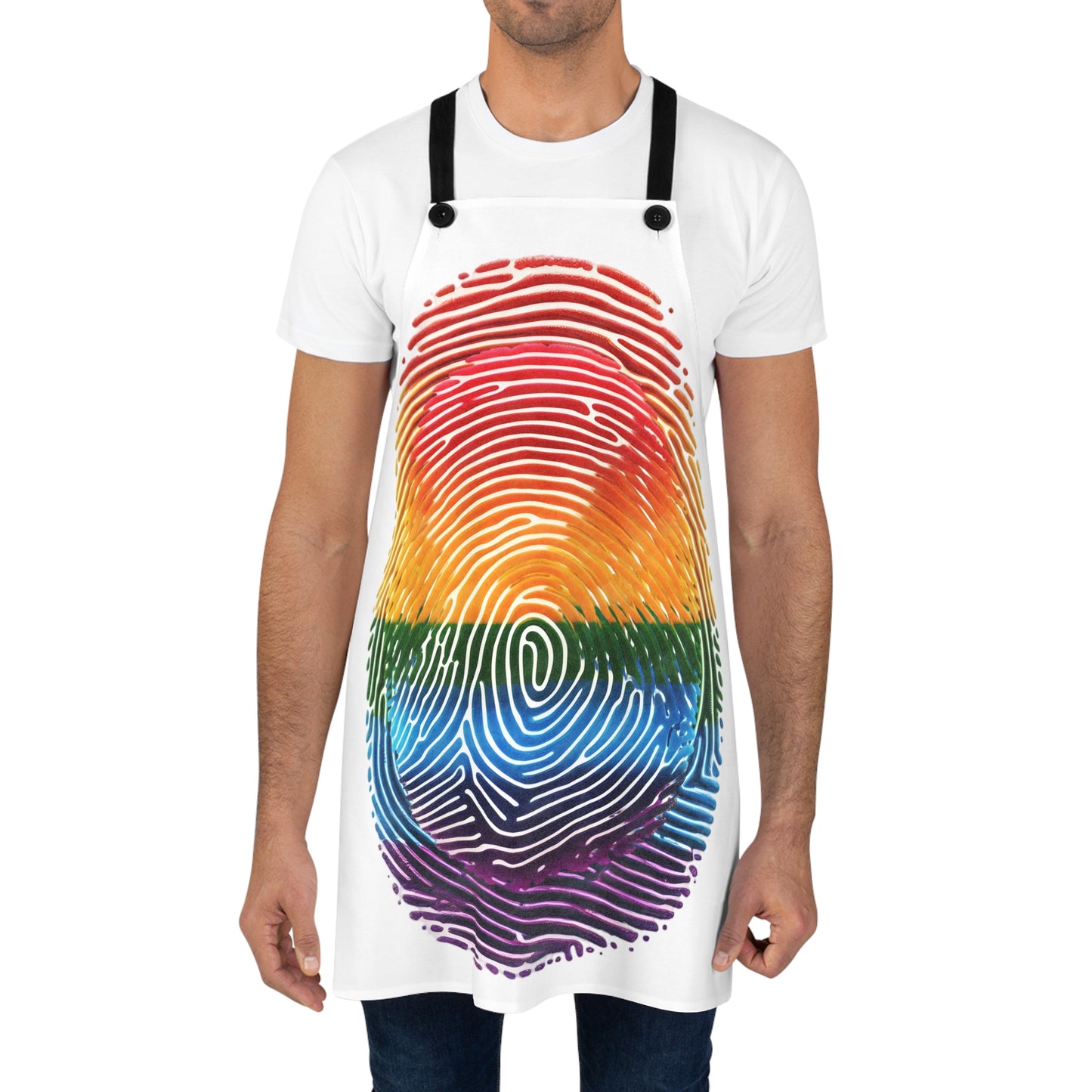 Vibrant LGBT Rainbow Fingerprint Apron, Personalized Kitchen Gift, Pride-Themed Cooking Apron, Unique Foodie Wear, Great for Baking & BBQ