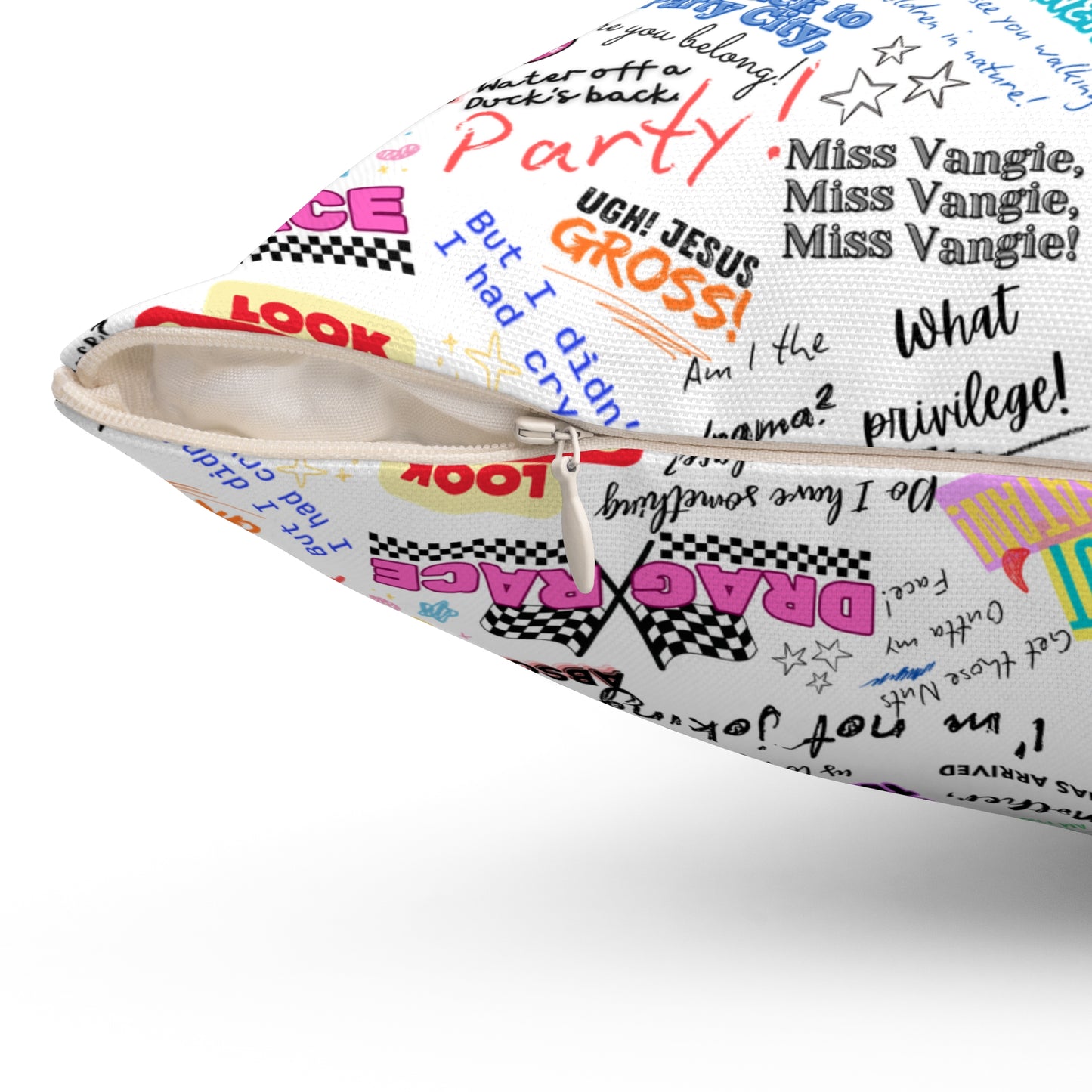 Drag Race US Queens Quotes Pillow for Fun Home Decor, Couch Cushion, Gift for Drag Race Fanatic.