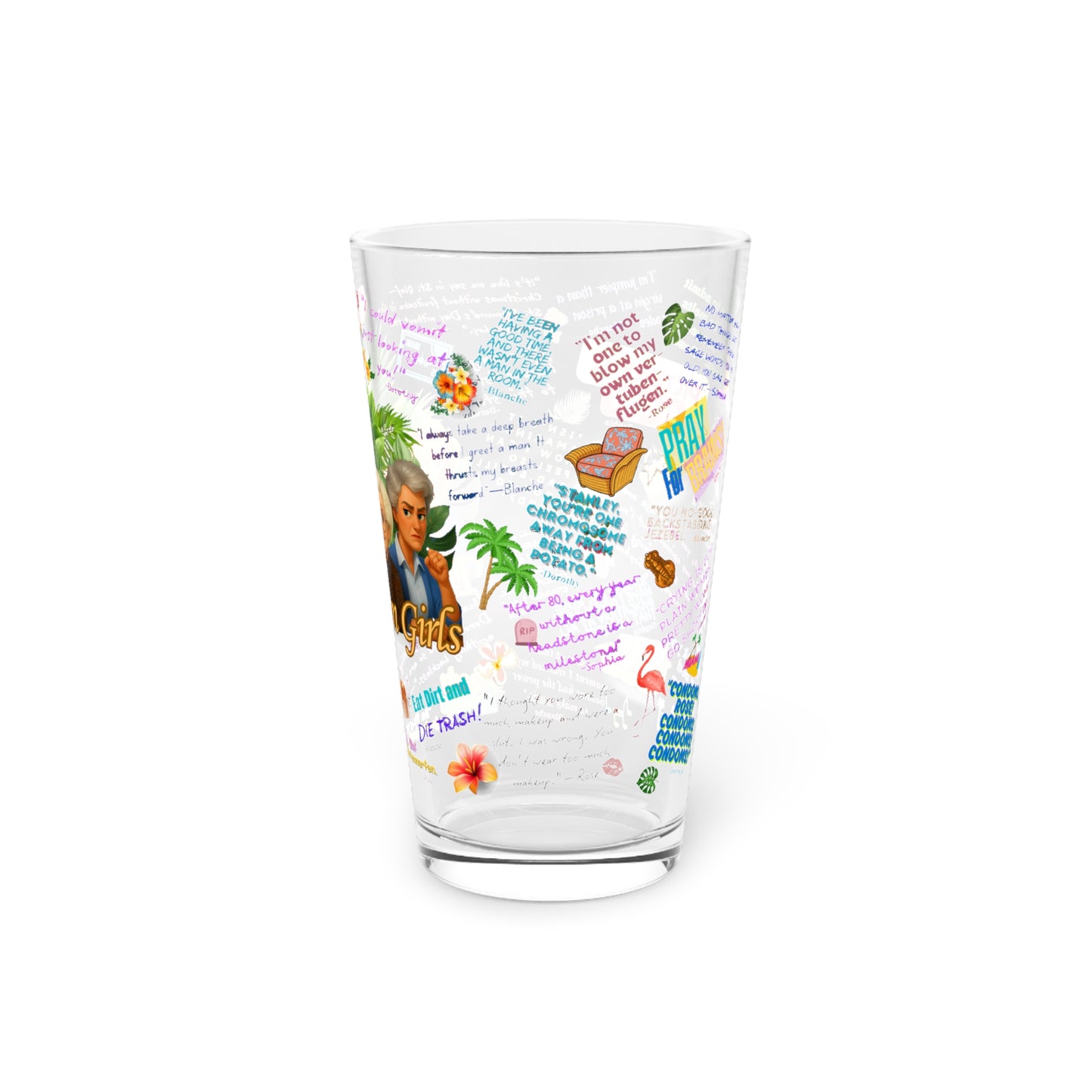 Glass Tumbler with 'The Golden Girls' design Featuring Iconic One Lines from your favorite Golden Girls