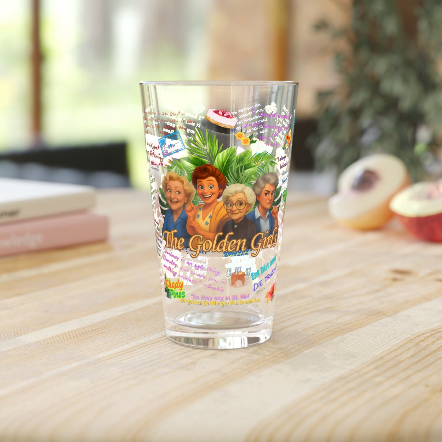Glass Tumbler with 'The Golden Girls' design Featuring Iconic One Lines from your favorite Golden Girls