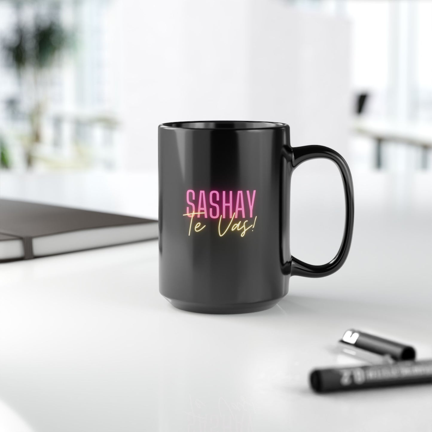 Black mug with colorful text on a white background Drag Race Spain, Drag Race Espana, Rupaul, Rupaul's Drag race, Drag Queens, LGBT, Queer culture