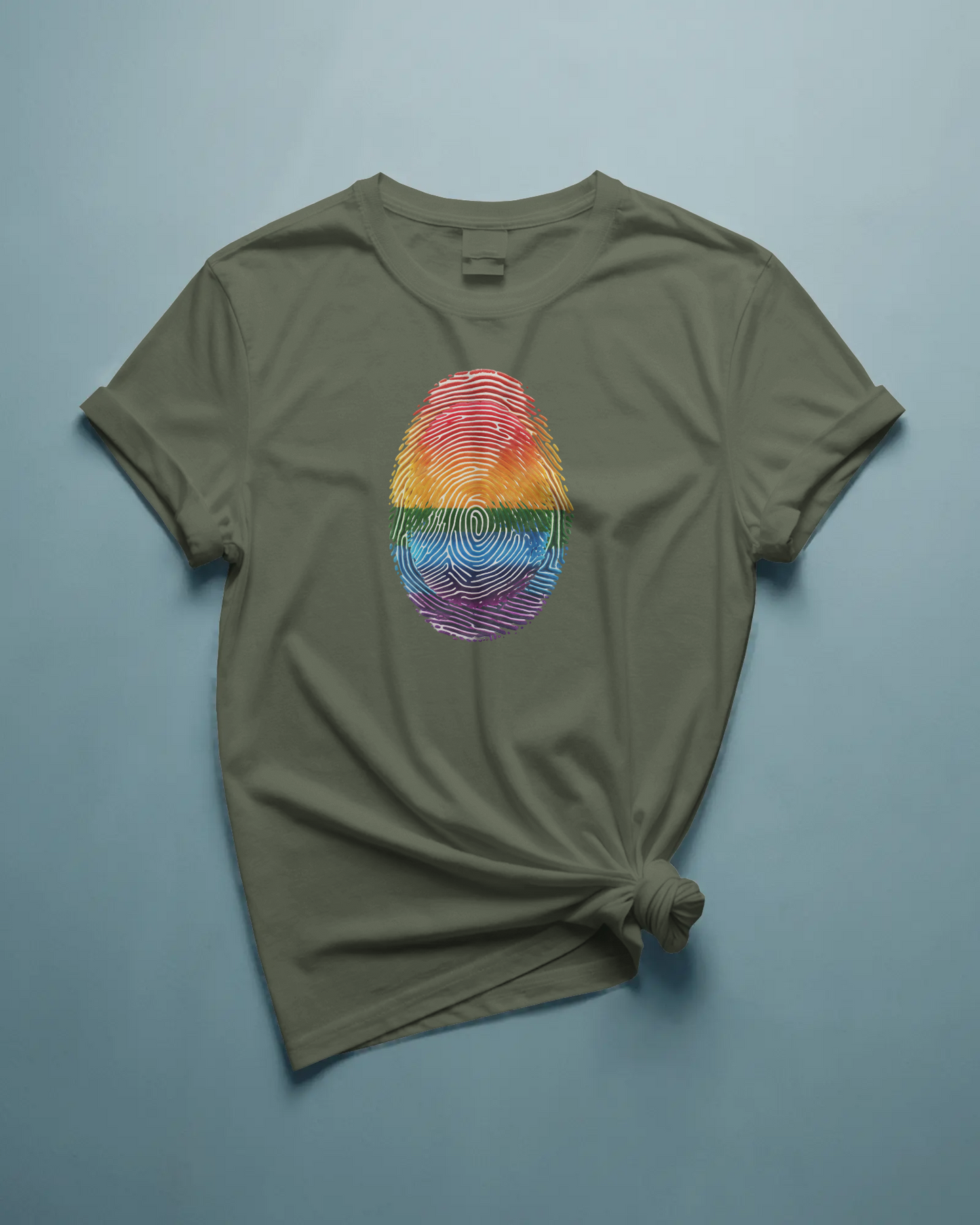 Pride Rainbow Finger Print Tee | Unisex Short Sleeve T-Shirt for LGBTQ+ Celebrations, Summer Vibes, Gift, Casual Wear