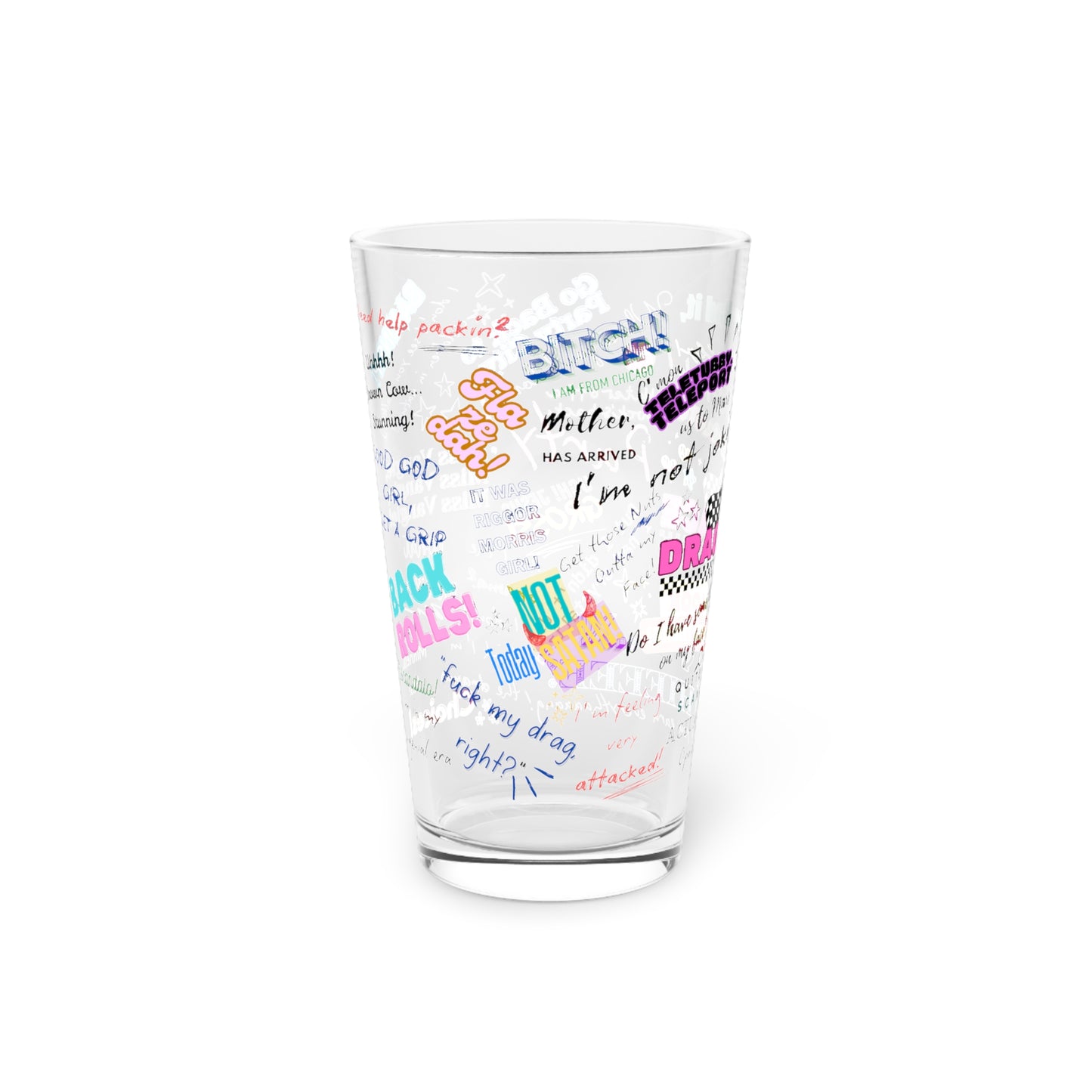 Drag Race US Colorful Quote Pint Glass, 16oz.