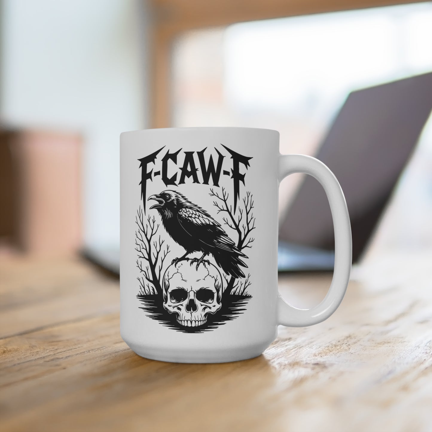 Gothic Raven Ceramic Mug | Dark Aesthetic Drinkware | Unique Skull Design | Ideal for Halloween, Gifts, Home Decor, Coffee Lovers.