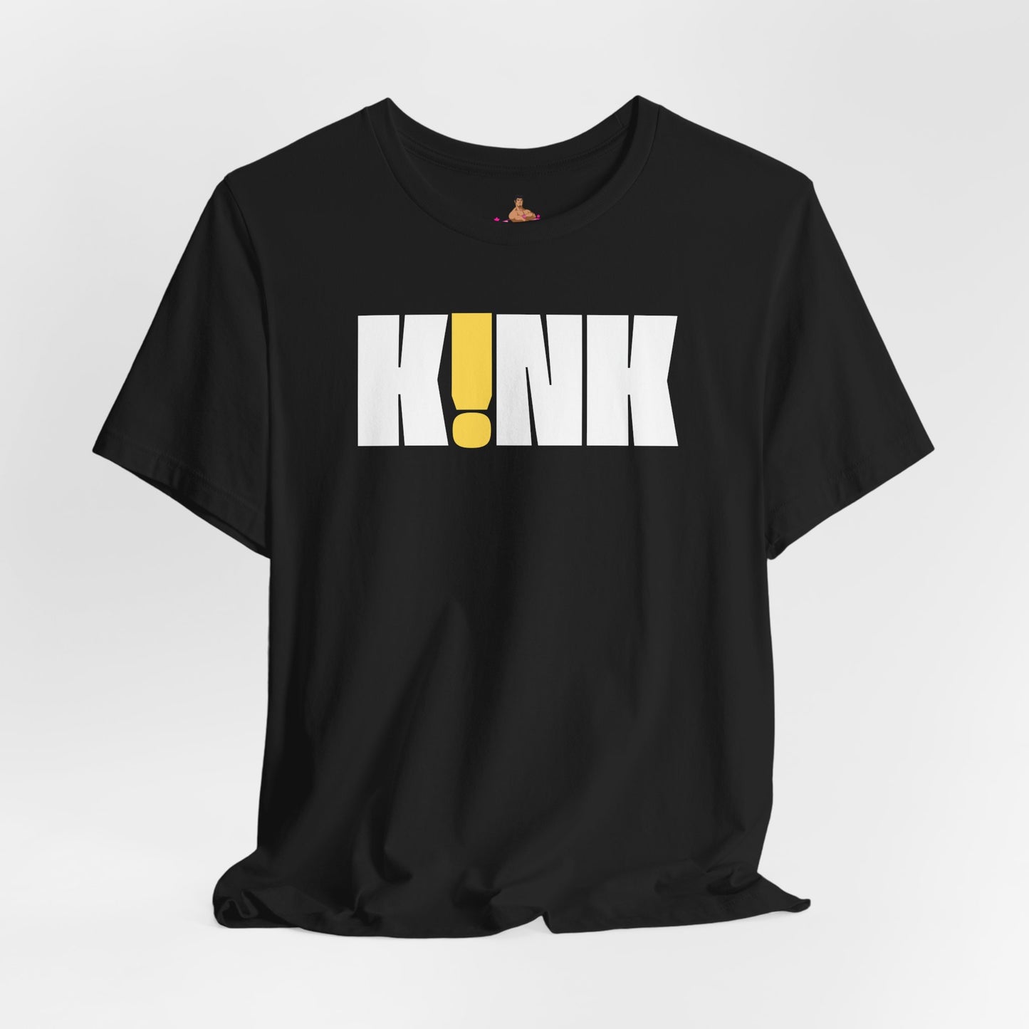 Black t-shirt with 'K!NK' graphic design on a white background Kink, LGBTQIA+, Queer