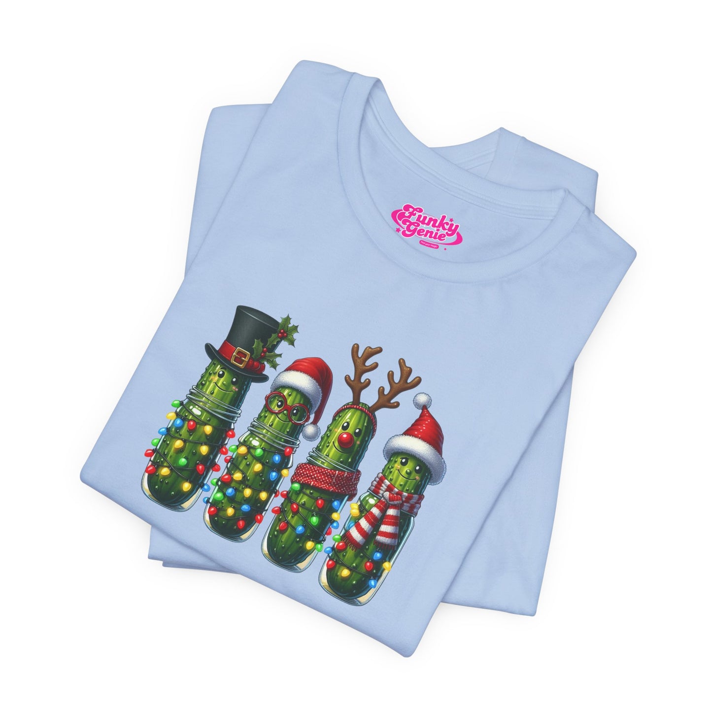 Festive Pickle T-Shirt, Fun Holiday Tee, Great for Christmas Parties, Unique Gift for Food Lovers, Quirky Holiday Apparel