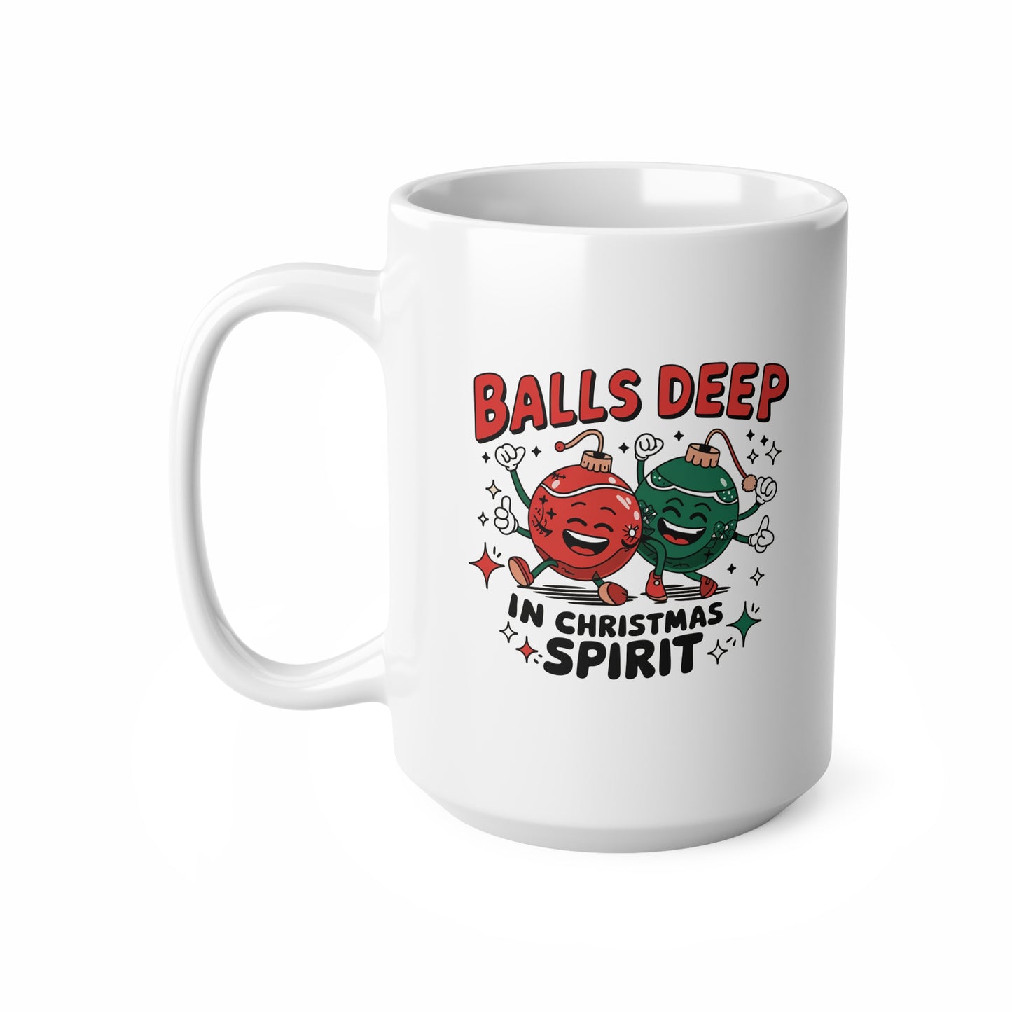 Balls Deep in the Christmas Spirit -Funny Holiday Coffee Mugs, Christmas Gift, Ceramic Cups, Humorous Drinkware, Festive Kitchen Accessories, Unique Gift Idea