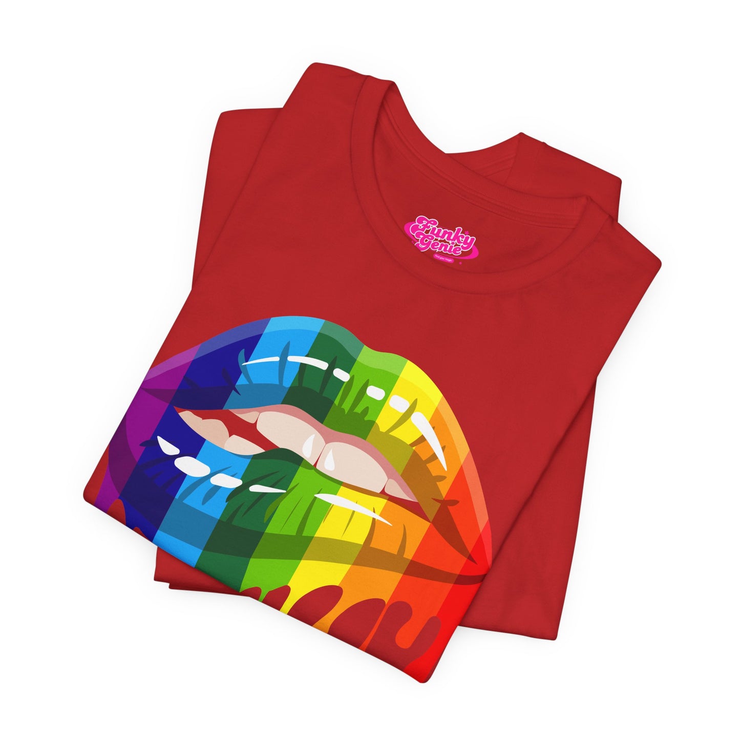 Rainbow Drip Kiss Tee, Pride Shirt, LGBTQ+ Apparel, Unisex Graphic Tee, Casual Wear