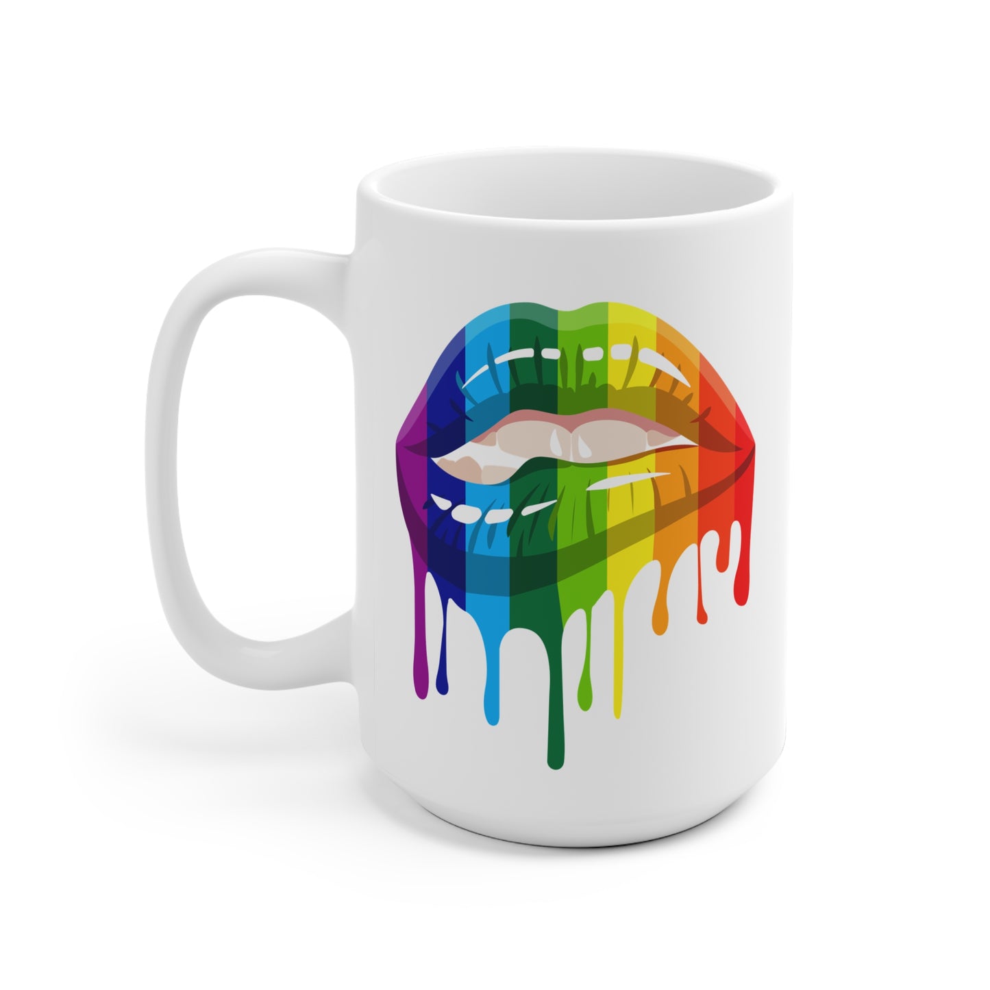 Vibrant Lip Color Ceramic Mug, Rainbow Mug, LGBTQ Pride Gift, Colorful Coffee Cup, Artisanal Drinkware, Unique Gift for Friends