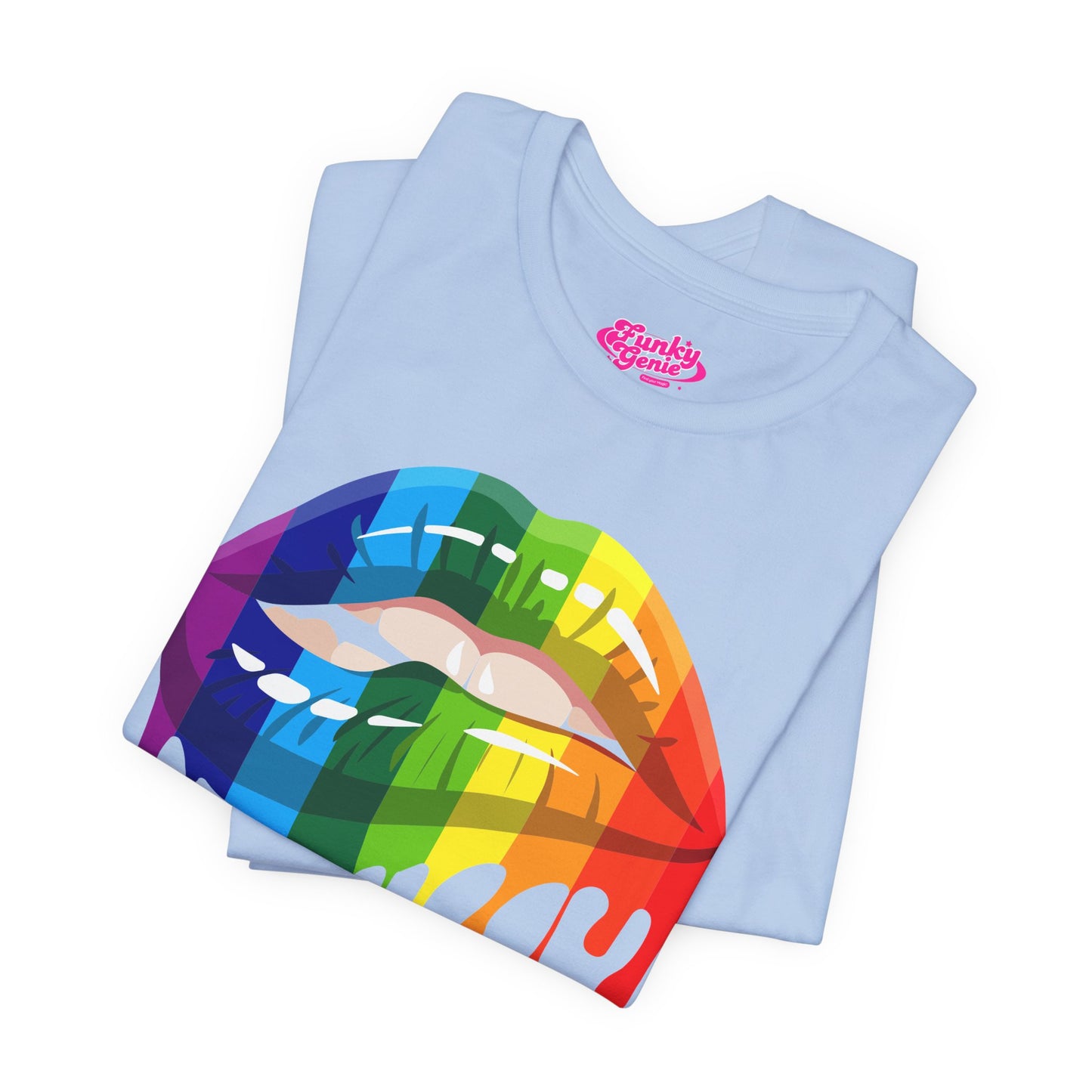 Rainbow Drip Kiss Tee, Pride Shirt, LGBTQ+ Apparel, Unisex Graphic Tee, Casual Wear
