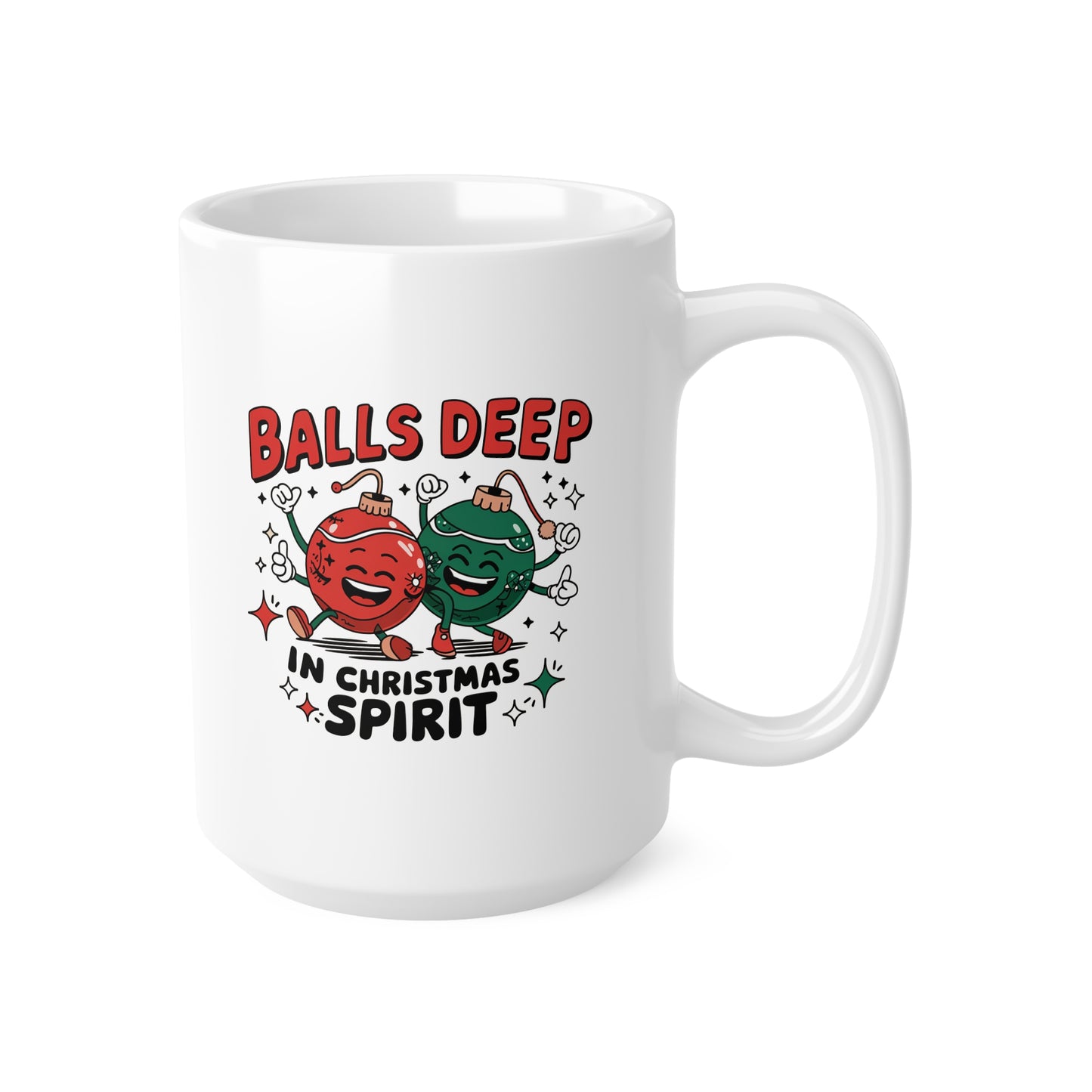Balls Deep in the Christmas Spirit -Funny Holiday Coffee Mugs, Christmas Gift, Ceramic Cups, Humorous Drinkware, Festive Kitchen Accessories, Unique Gift Idea