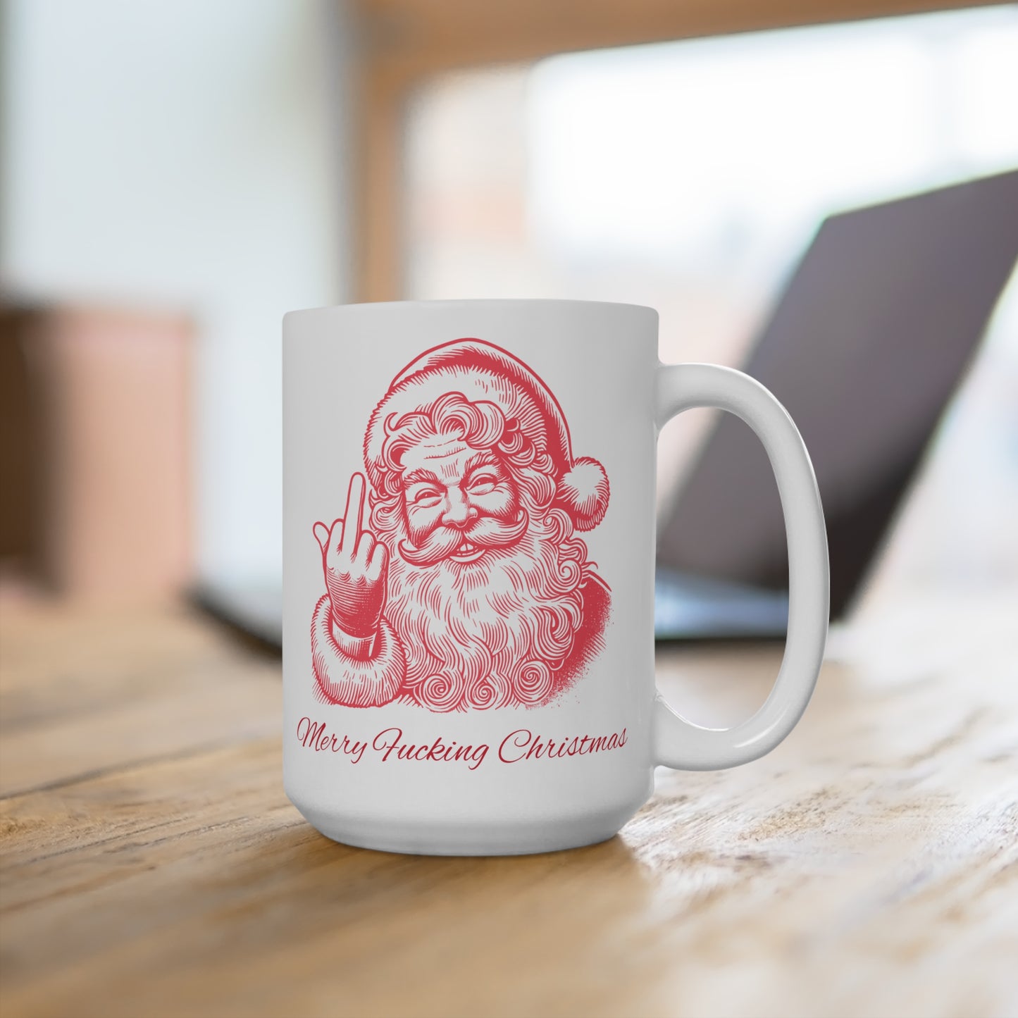 Humorous Christmas Ceramic Mug, Merry Fucking Christmas Gift, Funny Holiday Coffee Cup, Cute Gift for Grown-Ups, Novelty Drinkware