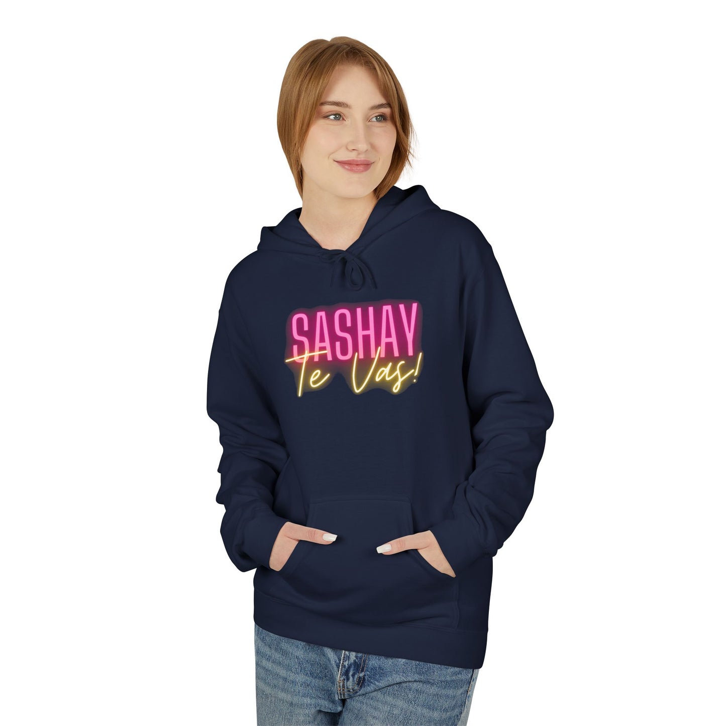 Person wearing a navy blue hoodie with colorful text on a white background  Drag Race Espana, Drag Race Spain, Rupaul's drag race, Drag queens, LGBT, Queer culture
