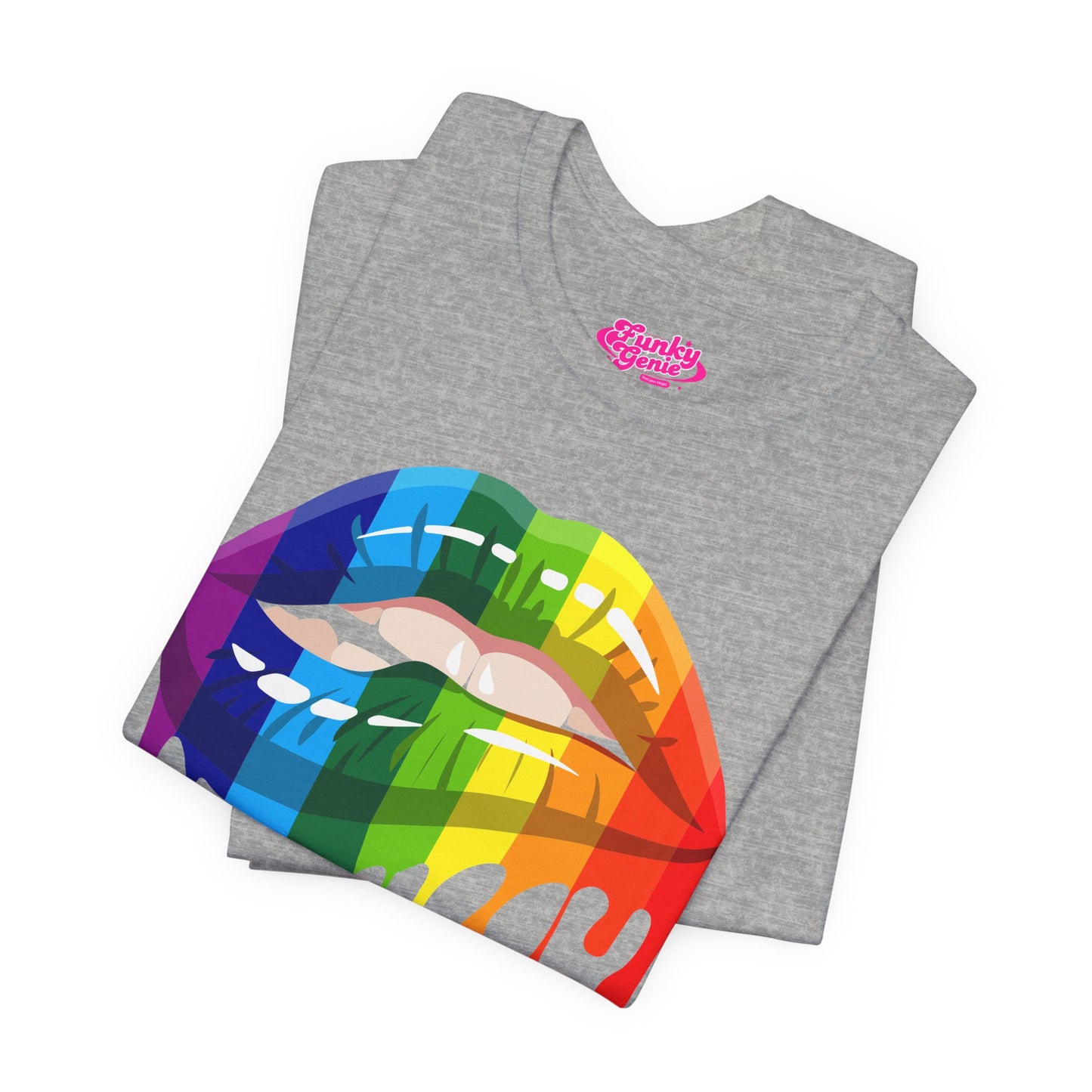 Rainbow Drip Kiss Tee, Pride Shirt, LGBTQ+ Apparel, Unisex Graphic Tee, Casual Wear