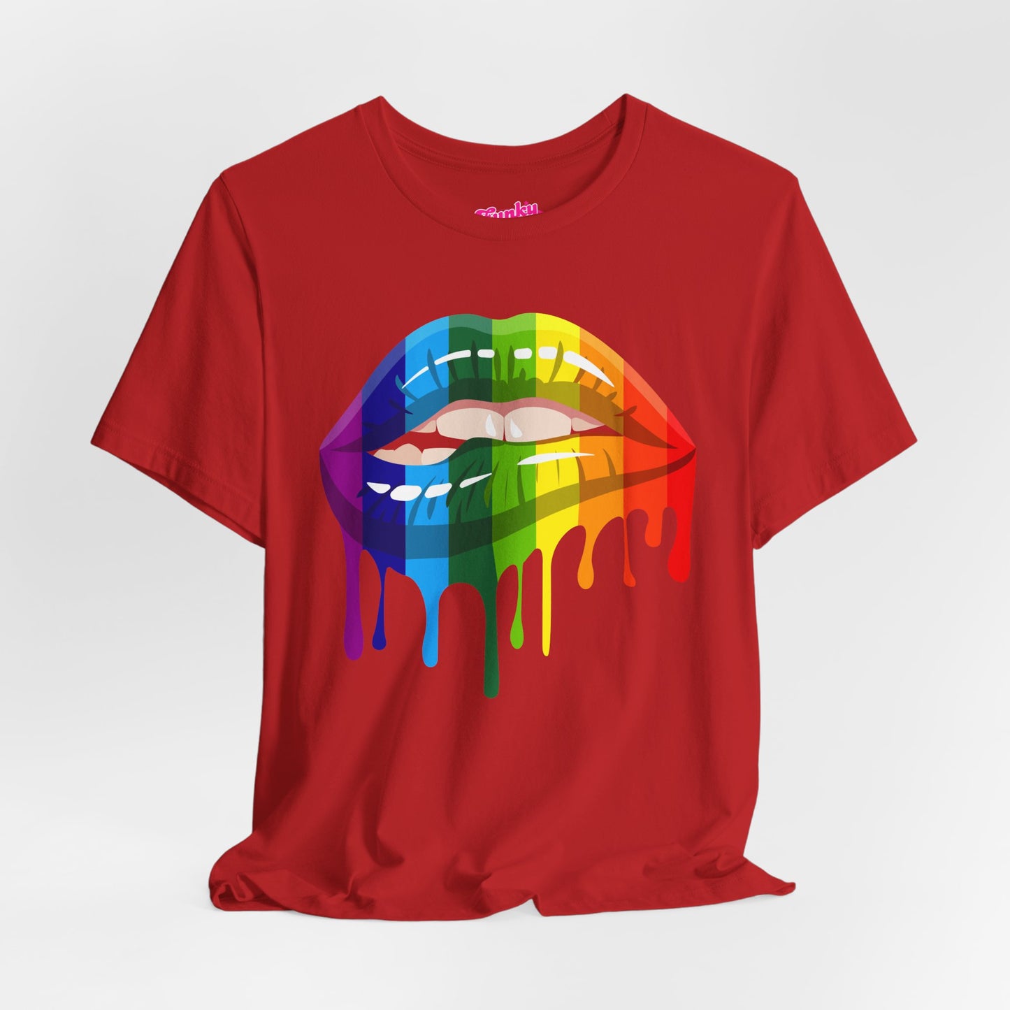 Rainbow Drip Kiss Tee, Pride Shirt, LGBTQ+ Apparel, Unisex Graphic Tee, Casual Wear