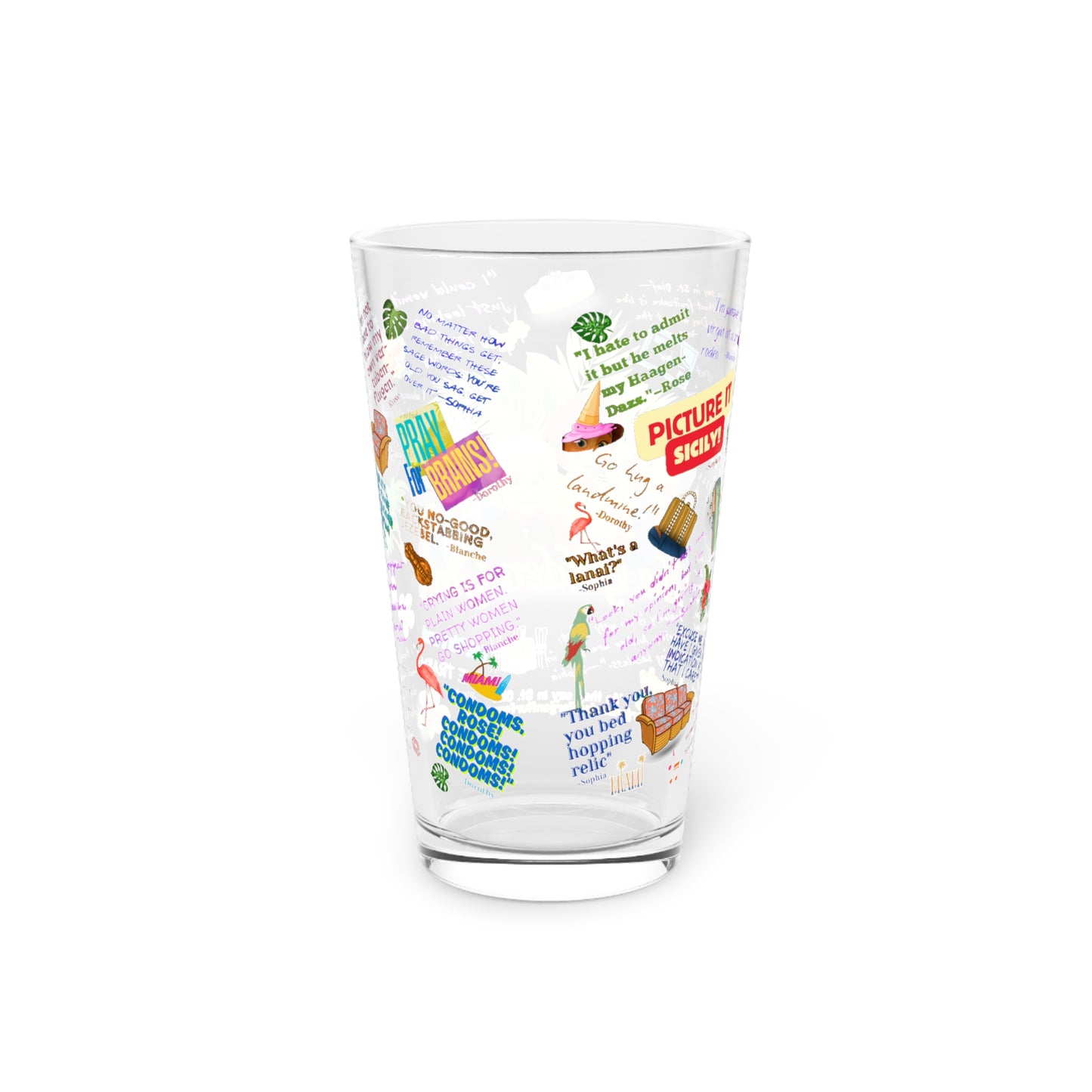 Glass Tumbler with 'The Golden Girls' design Featuring Iconic One Lines from your favorite Golden Girls