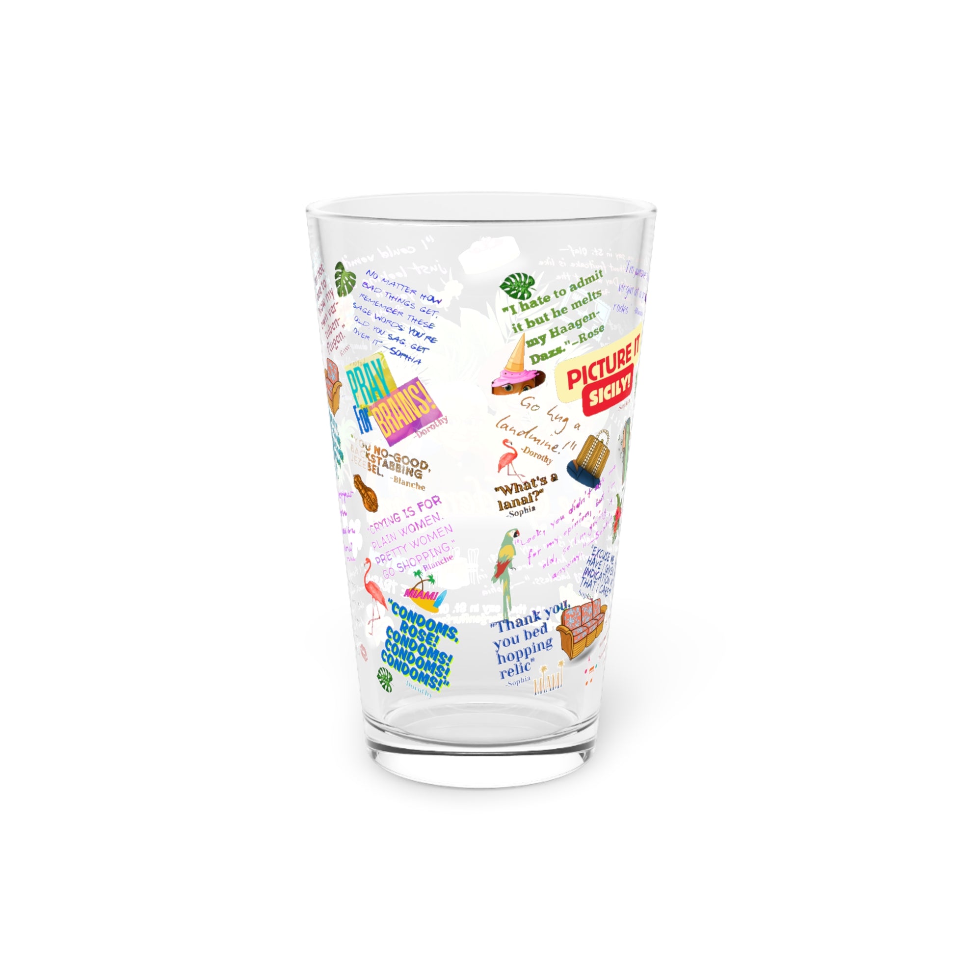 Glass Tumbler with 'The Golden Girls' design Featuring Iconic One Lines from your favorite Golden Girls