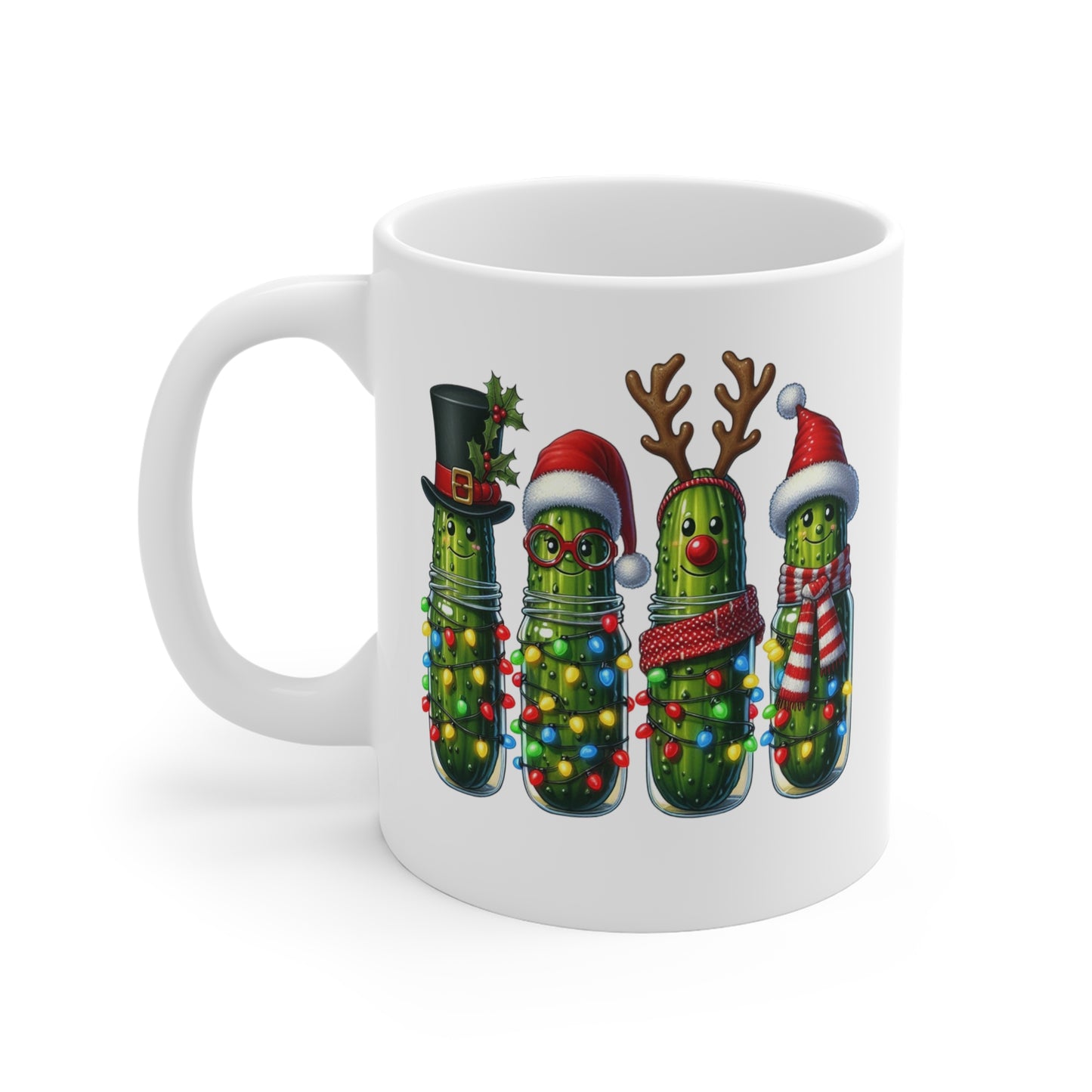 Festive Pickle Mug - Christmas Humor Gift, Holiday Drinkware, Cute Kitchen Decor, Funny Gift for Her, Seasonal Coffee Cup