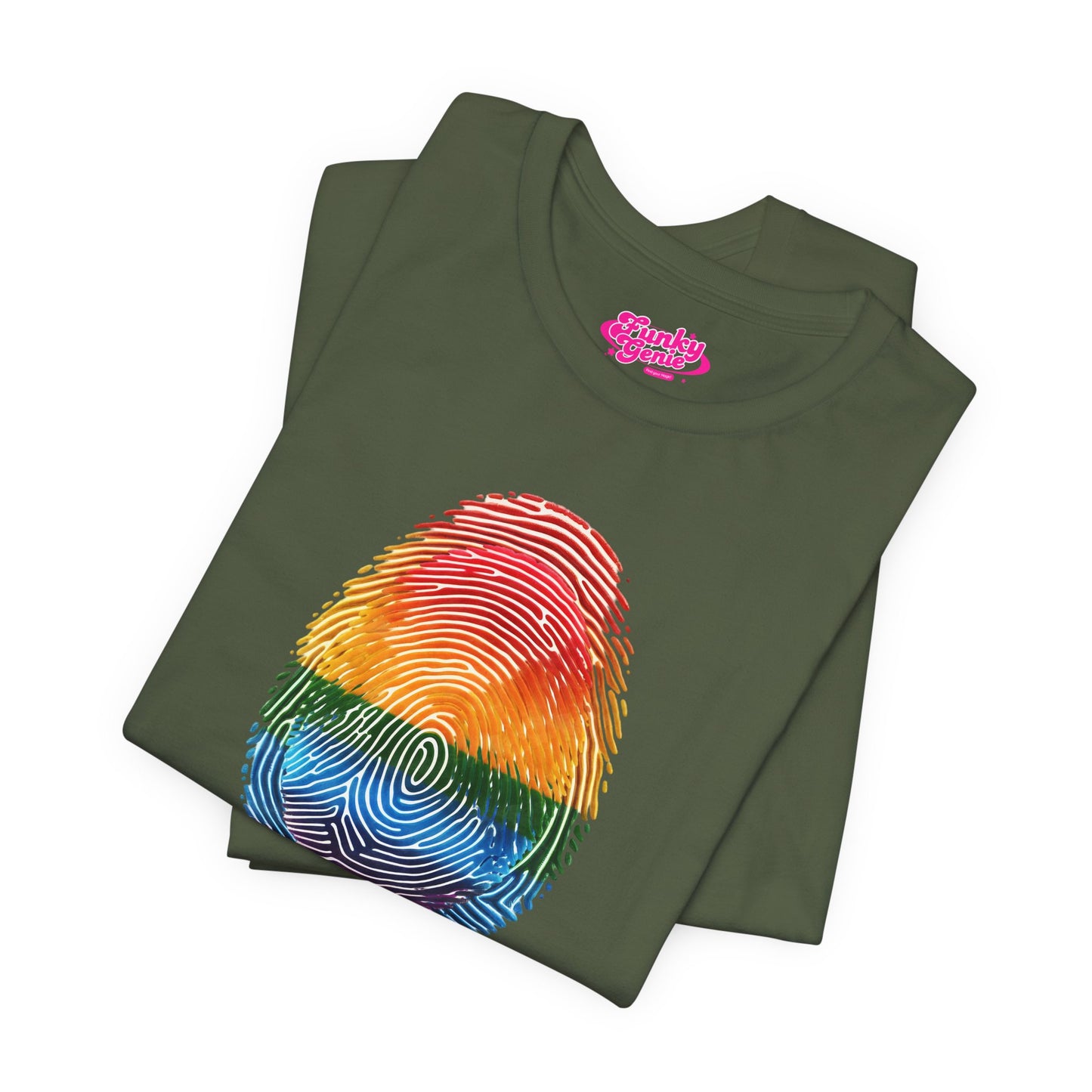 Pride Rainbow Finger Print Tee | Unisex Short Sleeve T-Shirt for LGBTQ+ Celebrations, Summer Vibes, Gift, Casual Wear
