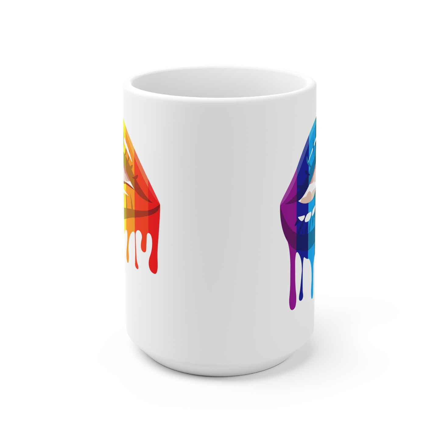 Vibrant Lip Color Ceramic Mug, Rainbow Mug, LGBTQ Pride Gift, Colorful Coffee Cup, Artisanal Drinkware, Unique Gift for Friends