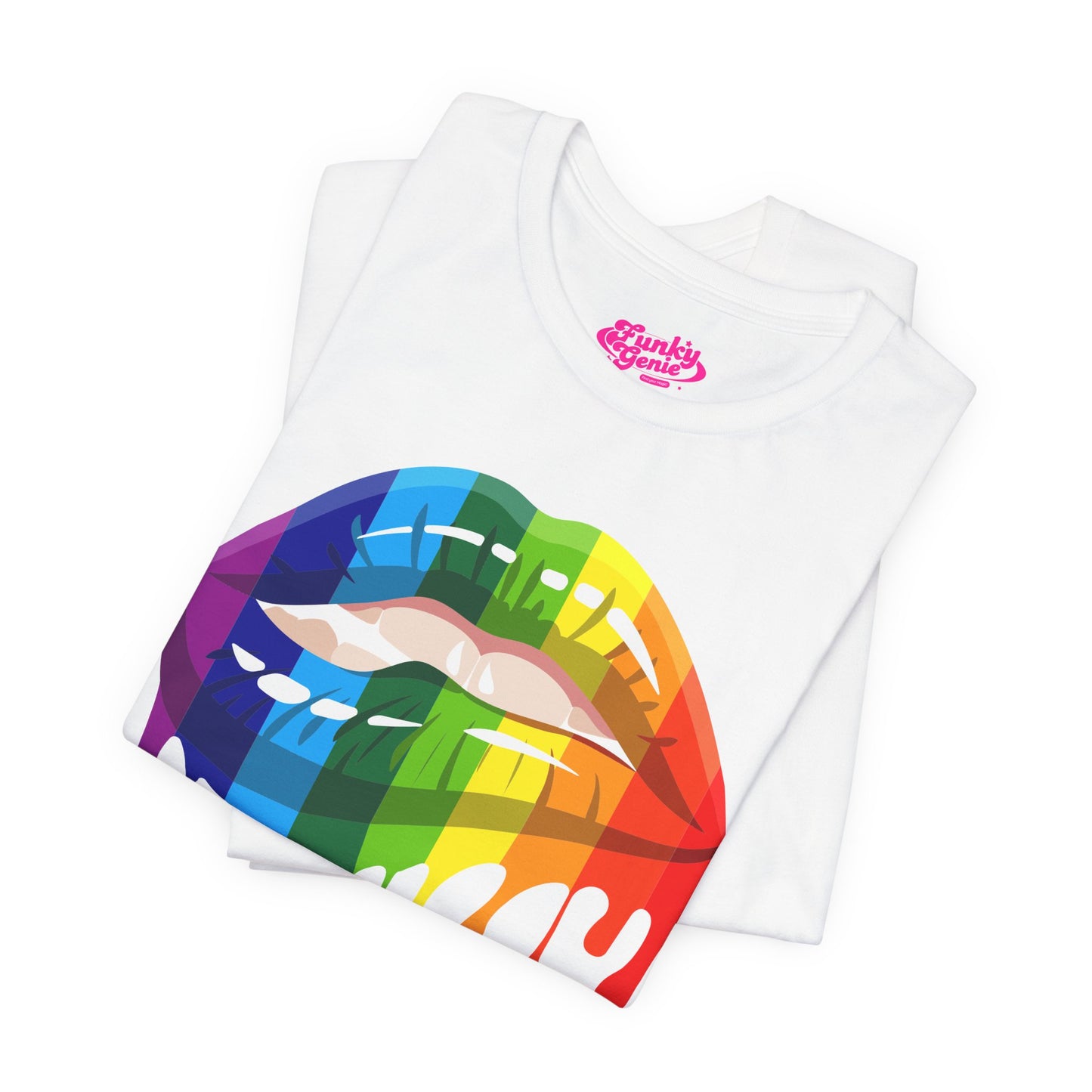 Rainbow Drip Kiss Tee, Pride Shirt, LGBTQ+ Apparel, Unisex Graphic Tee, Casual Wear