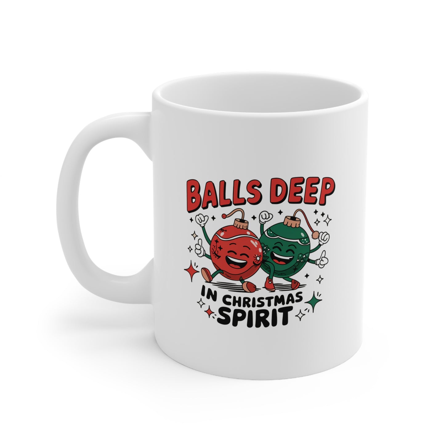 Balls Deep in the Christmas Spirit -Funny Holiday Coffee Mugs, Christmas Gift, Ceramic Cups, Humorous Drinkware, Festive Kitchen Accessories, Unique Gift Idea