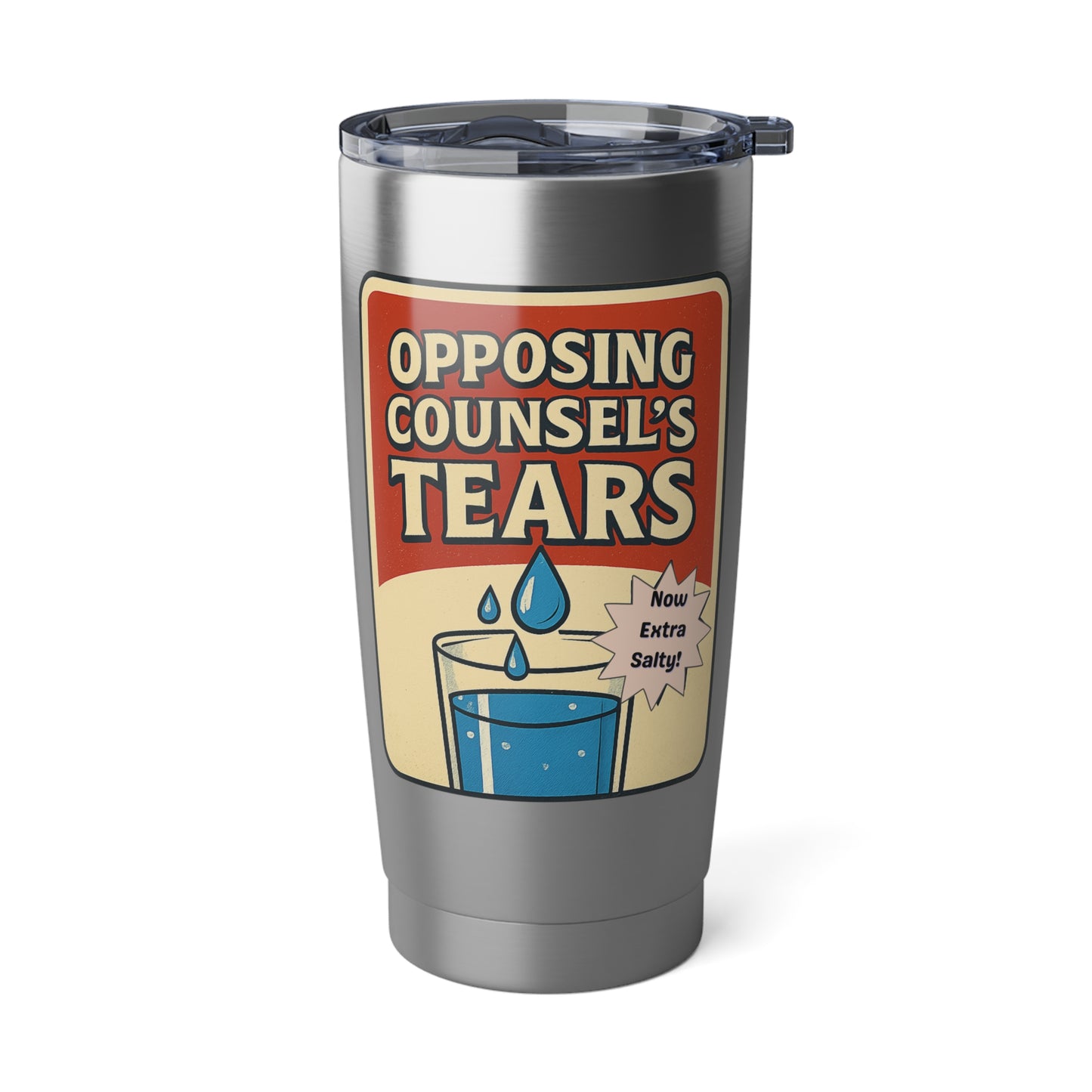 Opposing Counsel's Tears - Retro Coffee Tumbler — “Opening Coffee’s Cooler” Vintage Travel Mug 20oz