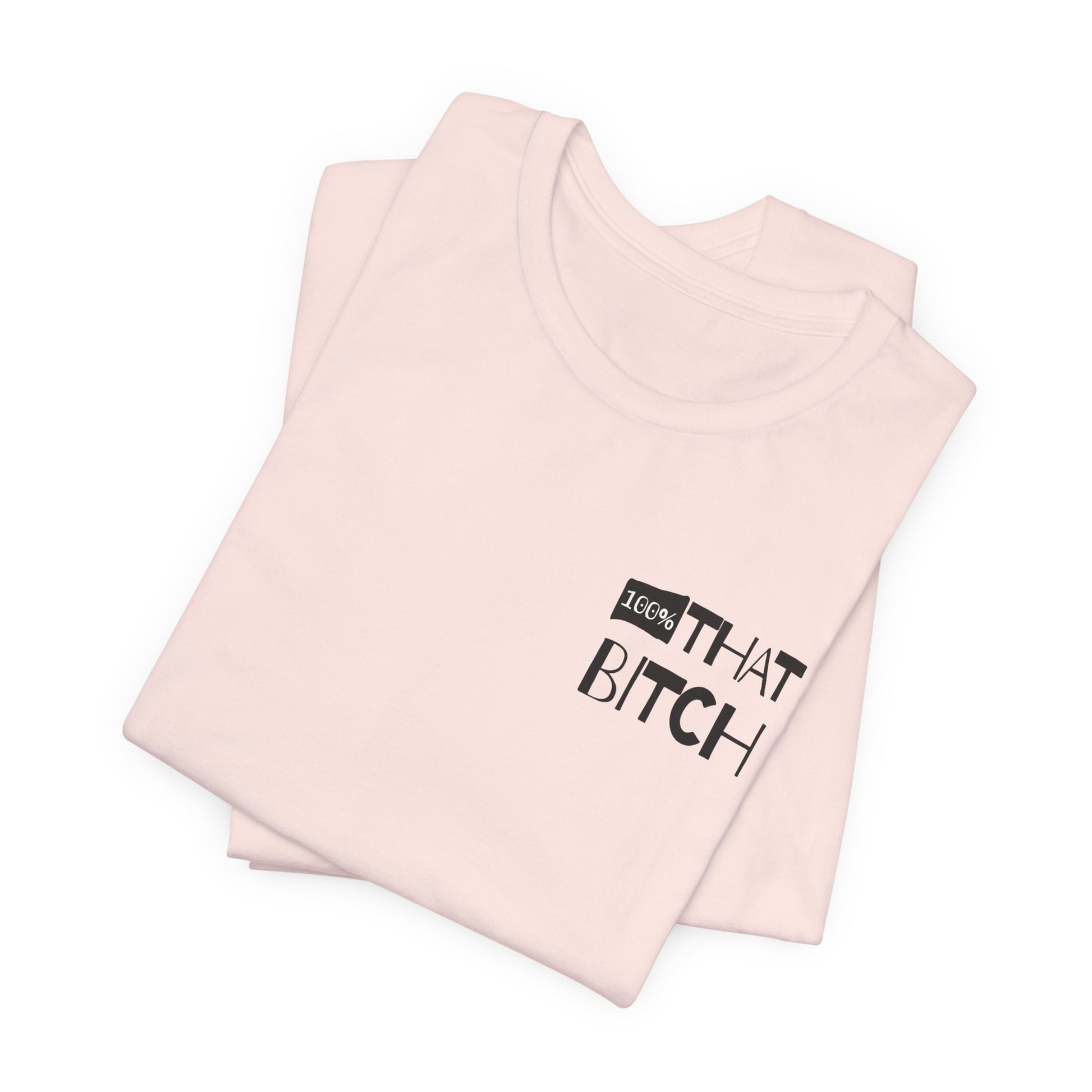 Pink tank top with text on a white background  100% that Bitch