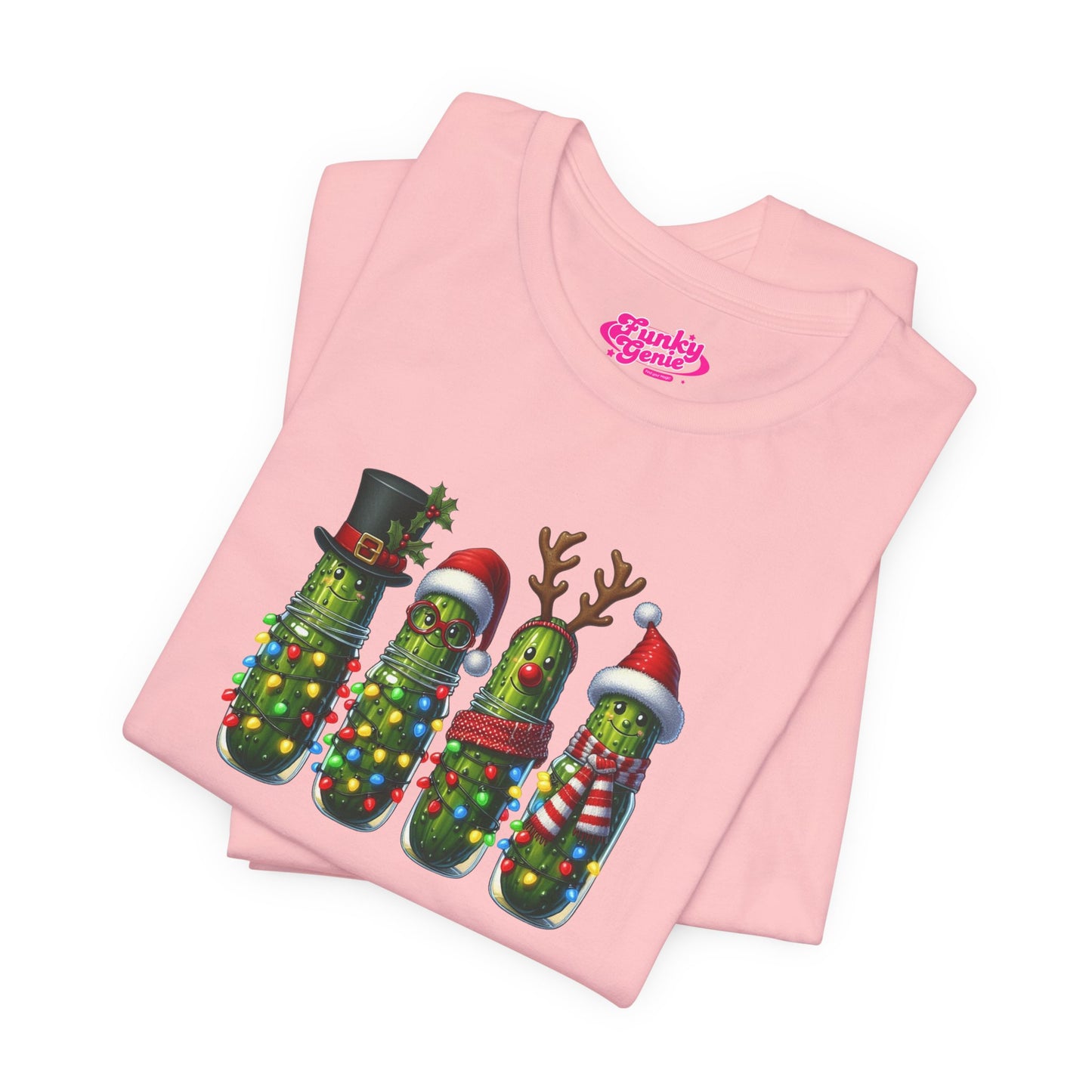 Festive Pickle T-Shirt, Fun Holiday Tee, Great for Christmas Parties, Unique Gift for Food Lovers, Quirky Holiday Apparel