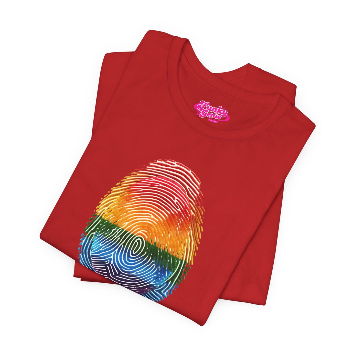 Pride Rainbow Finger Print Tee | Unisex Short Sleeve T-Shirt for LGBTQ+ Celebrations, Summer Vibes, Gift, Casual Wear