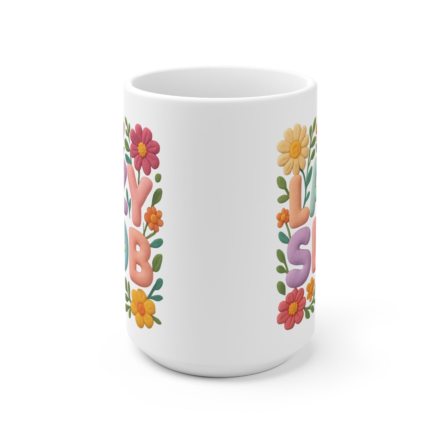 Funny Floral Ceramic Mug - "Lazy Slob" Coffee Cup