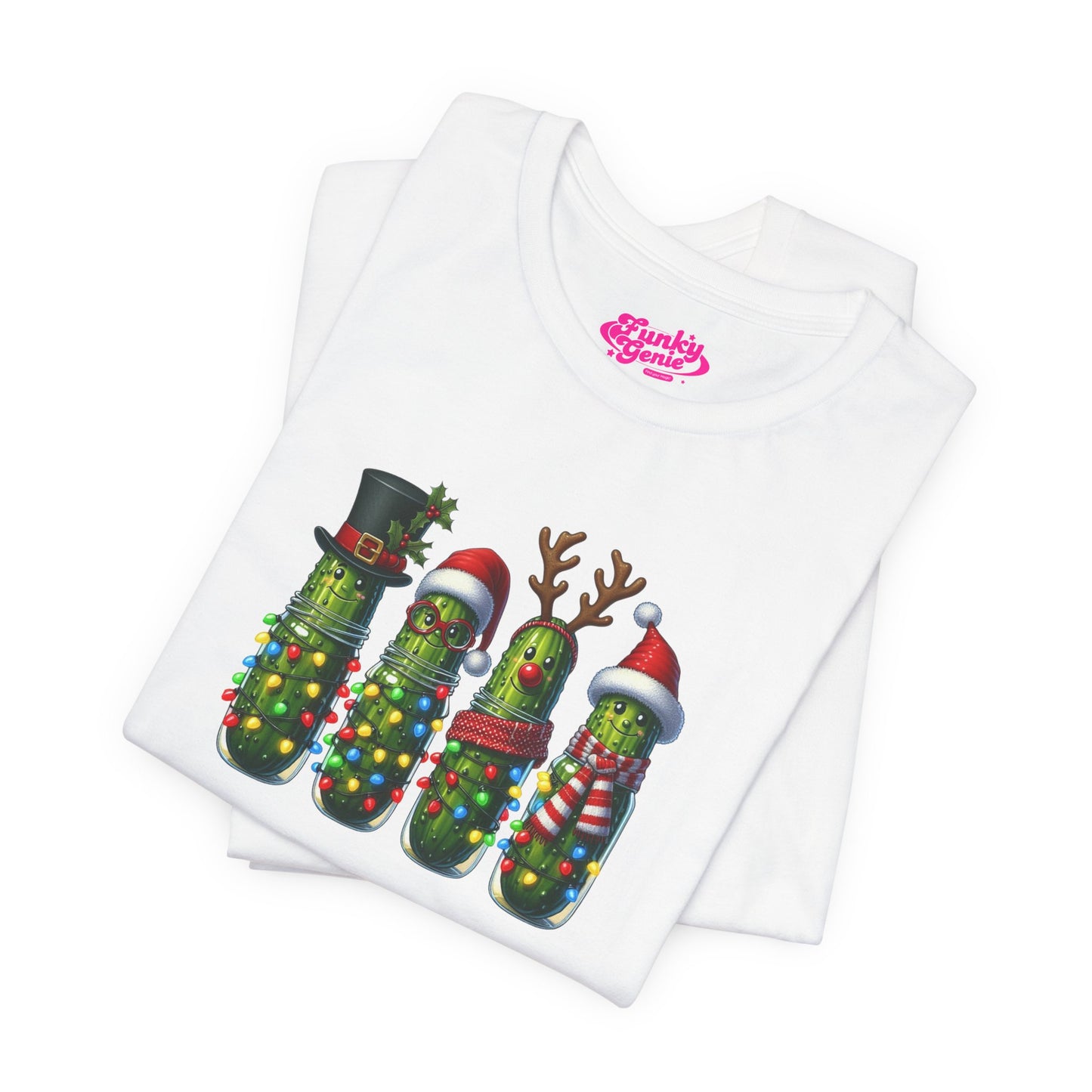 Festive Pickle T-Shirt, Fun Holiday Tee, Great for Christmas Parties, Unique Gift for Food Lovers, Quirky Holiday Apparel