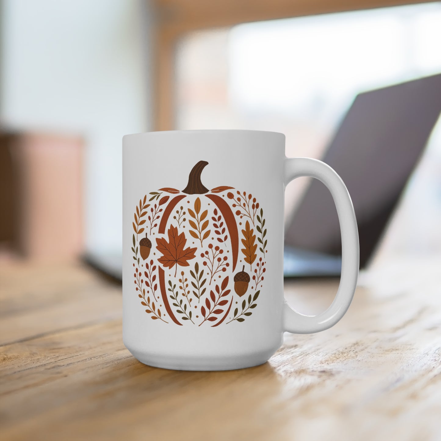 Fall-Themed Ceramic Mug - Cozy Autumn Coffee Cup, Perfect for Thanksgiving & Seasonal Decor, Gifts for Friends & Family