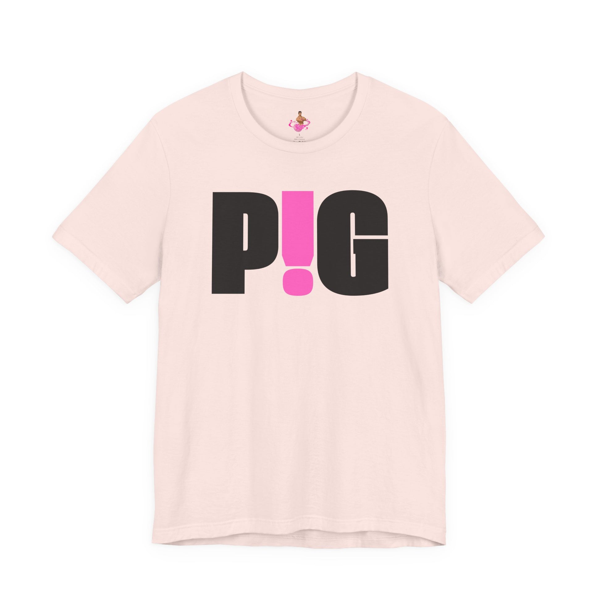 Pink t-shirt with black and pink text on a white background Kink, LGBTQIA+, Queer Sub Dom Pig, Piggy