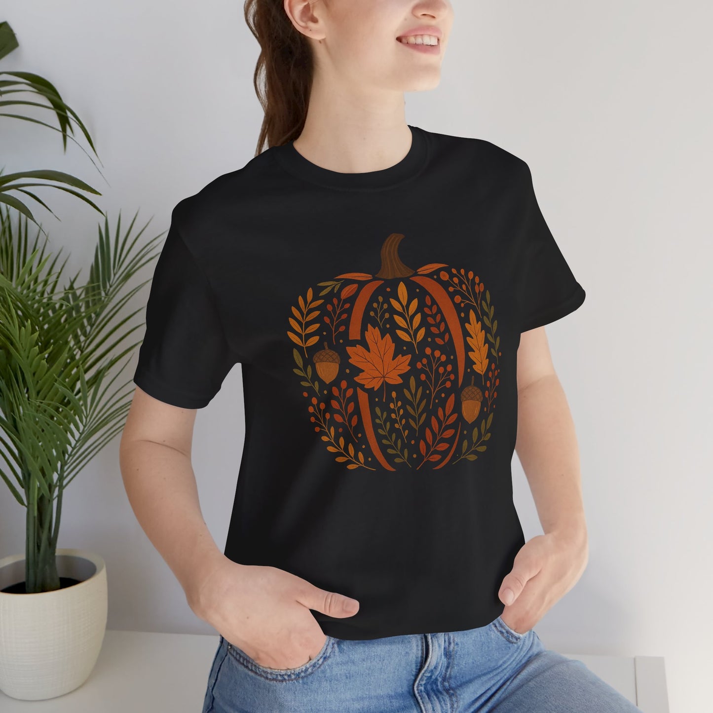 Autumn Pumpkin Tee, Fall Harvest Shirt, Unisex Short Sleeve T-shirt, Thanksgiving Apparel, Cozy Autumn Vibes