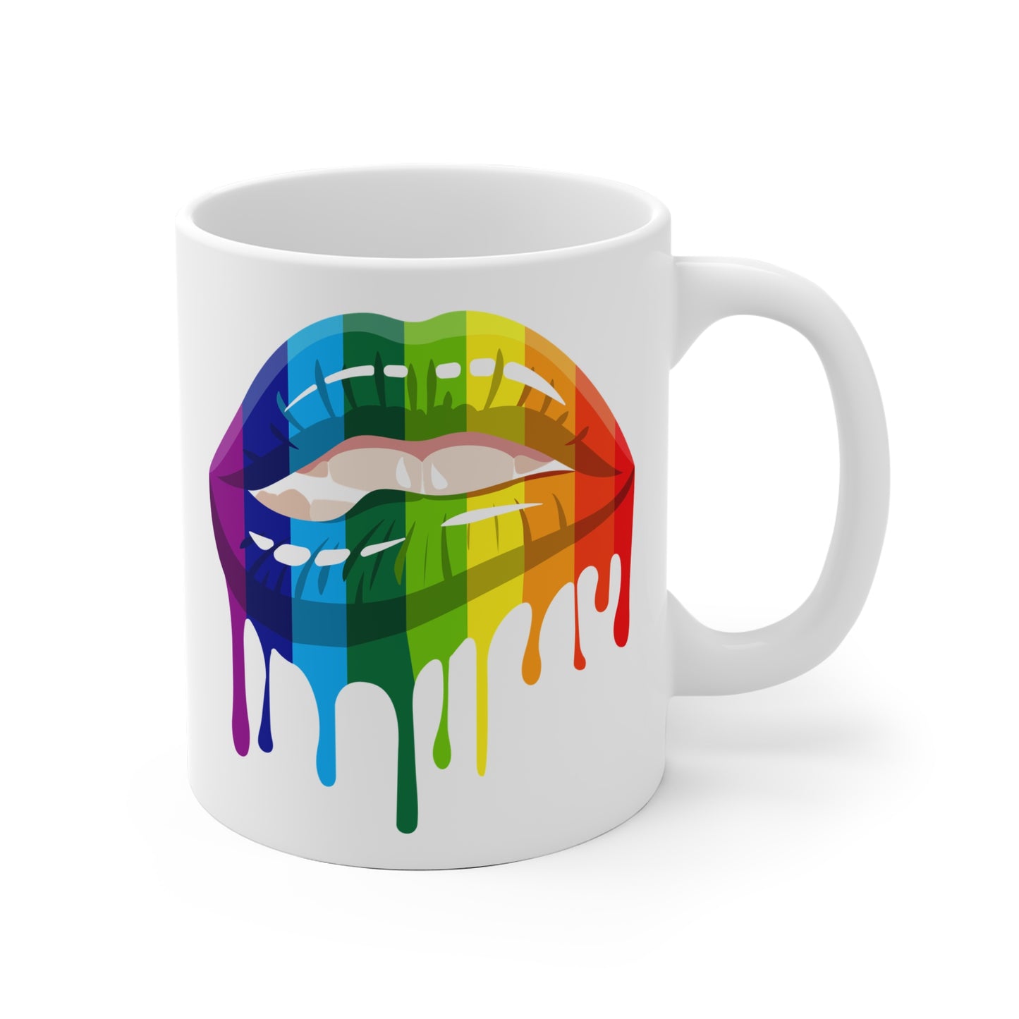 Vibrant Lip Color Ceramic Mug, Rainbow Mug, LGBTQ Pride Gift, Colorful Coffee Cup, Artisanal Drinkware, Unique Gift for Friends