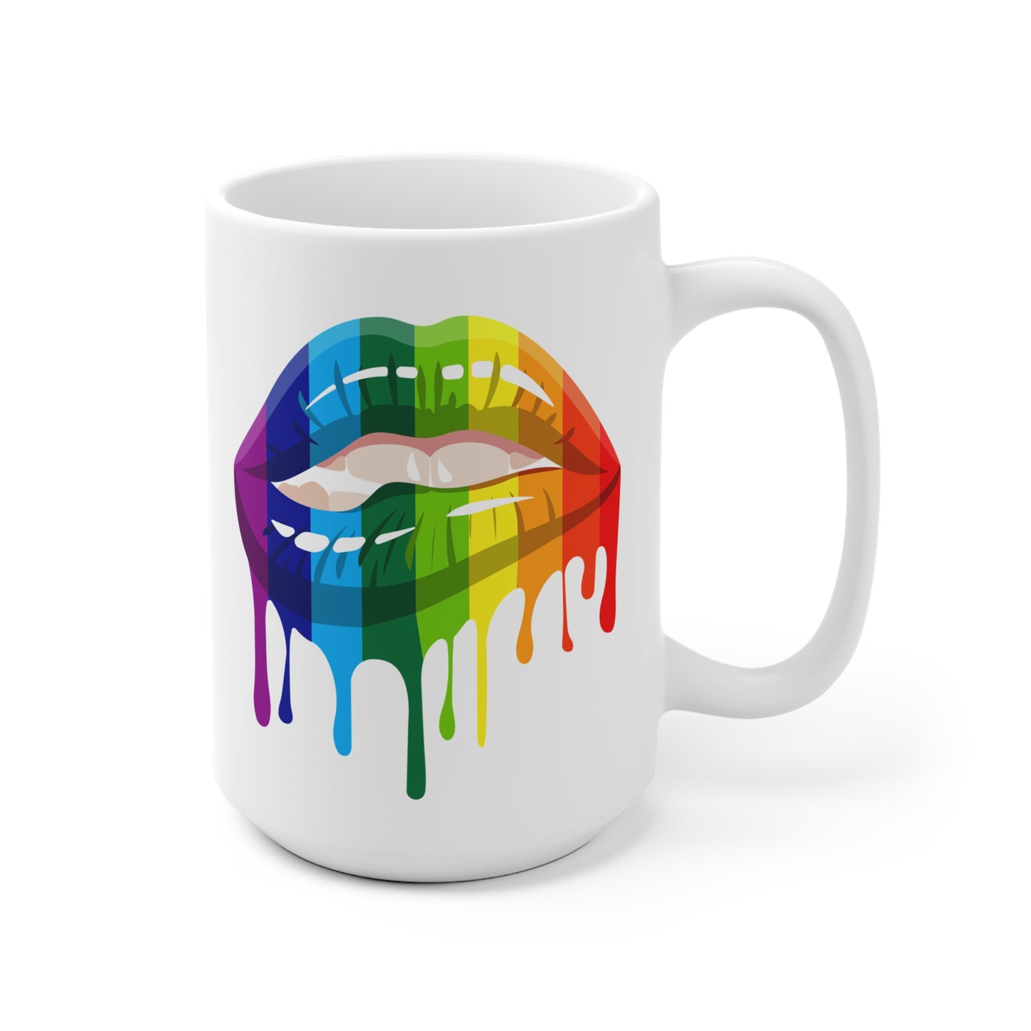 Vibrant Lip Color Ceramic Mug, Rainbow Mug, LGBTQ Pride Gift, Colorful Coffee Cup, Artisanal Drinkware, Unique Gift for Friends