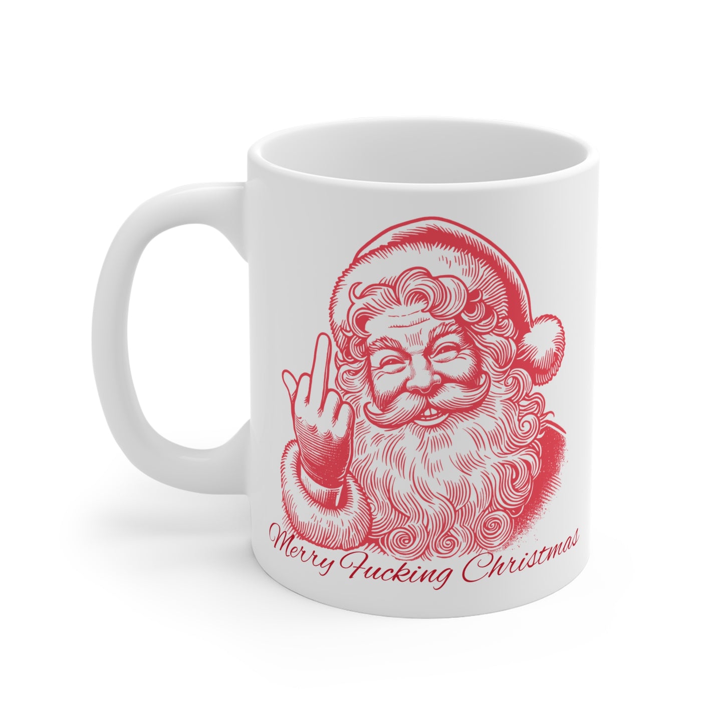 Humorous Christmas Ceramic Mug, Merry Fucking Christmas Gift, Funny Holiday Coffee Cup, Cute Gift for Grown-Ups, Novelty Drinkware