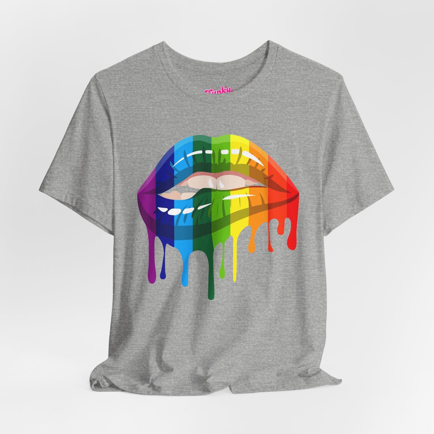Rainbow Drip Kiss Tee, Pride Shirt, LGBTQ+ Apparel, Unisex Graphic Tee, Casual Wear