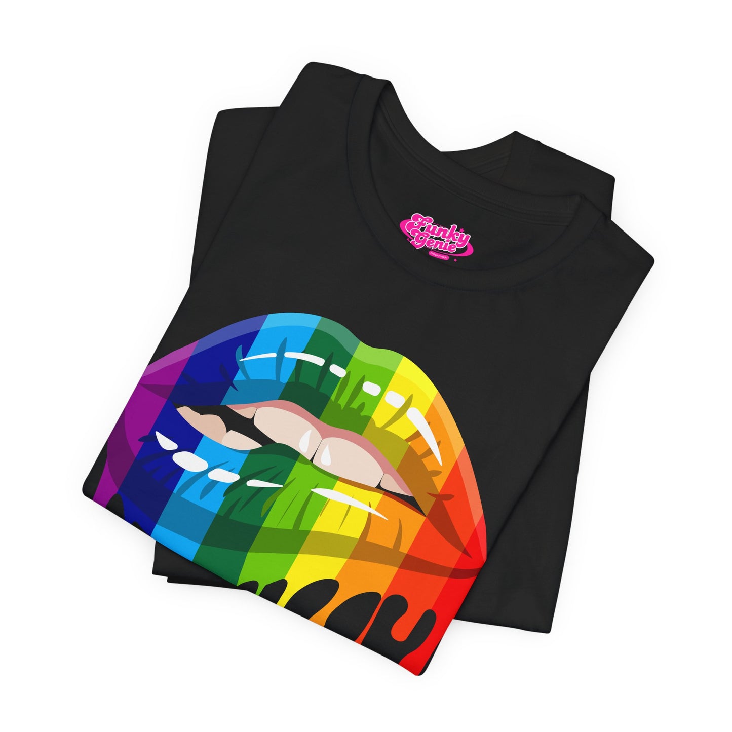 Rainbow Drip Kiss Tee, Pride Shirt, LGBTQ+ Apparel, Unisex Graphic Tee, Casual Wear