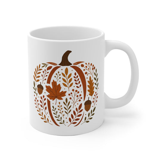 Fall-Themed Ceramic Mug - Cozy Autumn Coffee Cup, Perfect for Thanksgiving & Seasonal Decor, Gifts for Friends & Family