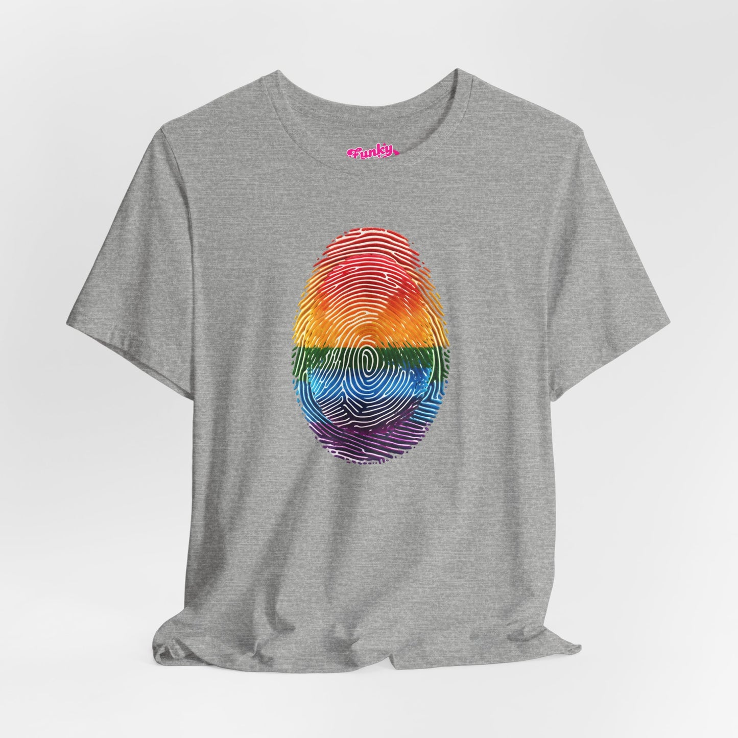 Pride Rainbow Finger Print Tee | Unisex Short Sleeve T-Shirt for LGBTQ+ Celebrations, Summer Vibes, Gift, Casual Wear