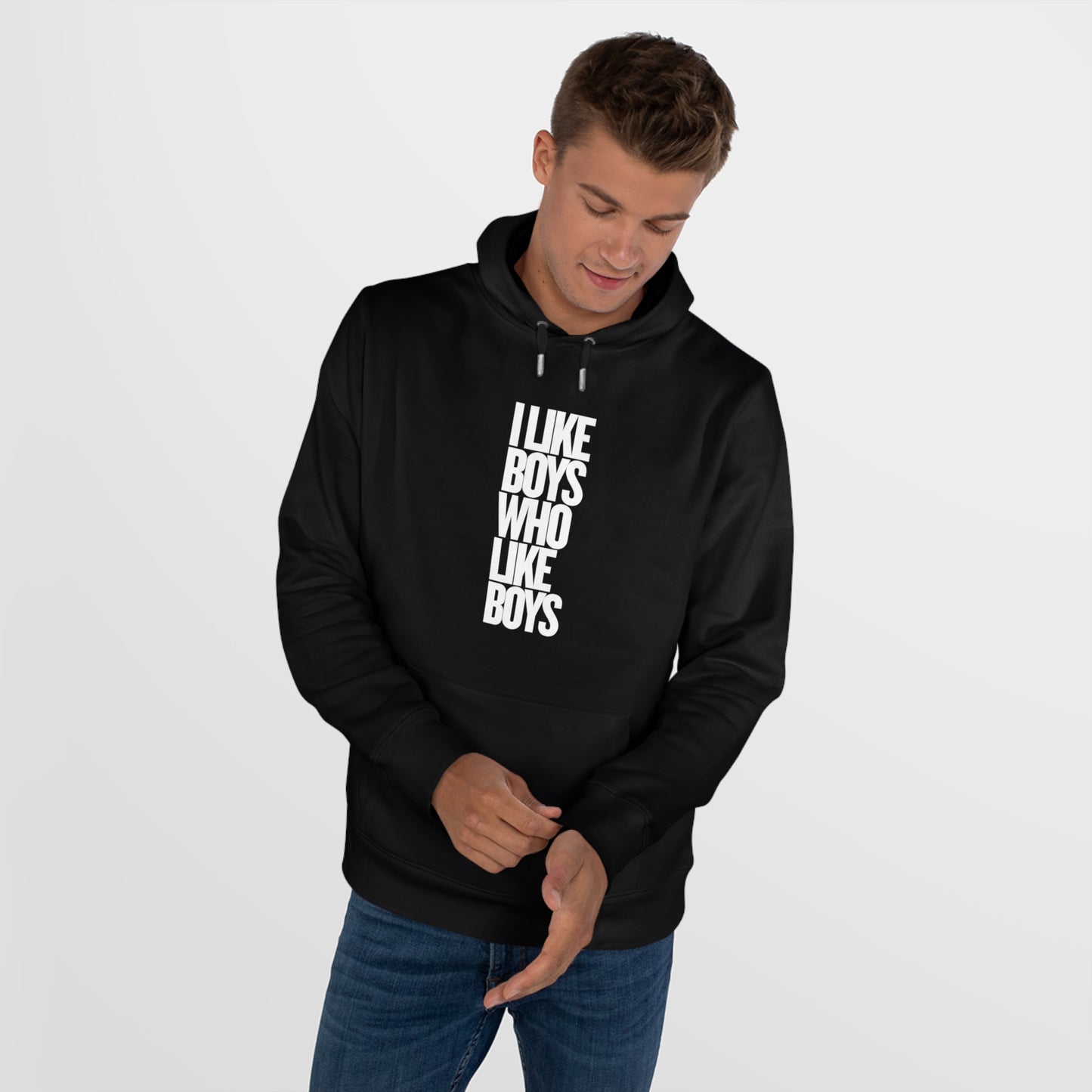 I Like Boys Hooded Sweatshirt - Cozy LGBTQ+ Hoodie, Pride Gift, Unisex Casual Wear, Statement Fashion, Comfortable Streetwear