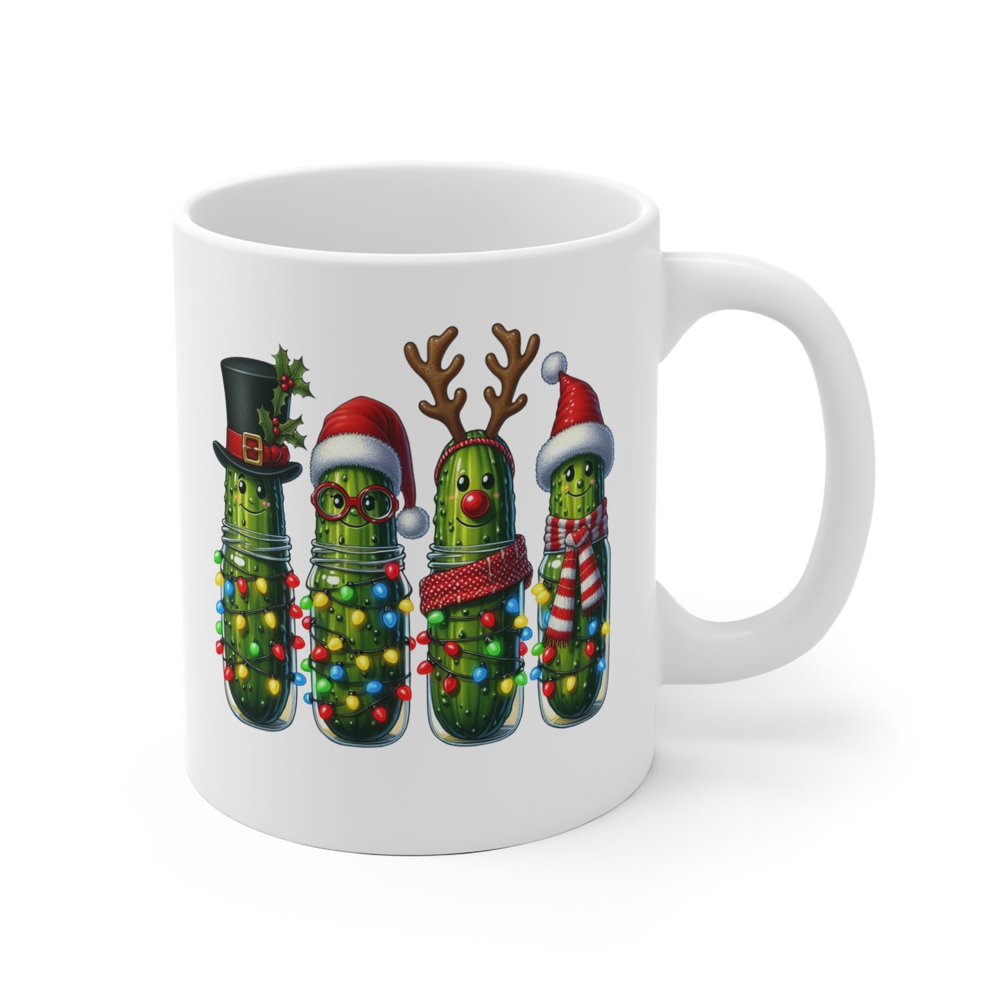 Festive Pickle Mug - Christmas Humor Gift, Holiday Drinkware, Cute Kitchen Decor, Funny Gift for Her, Seasonal Coffee Cup