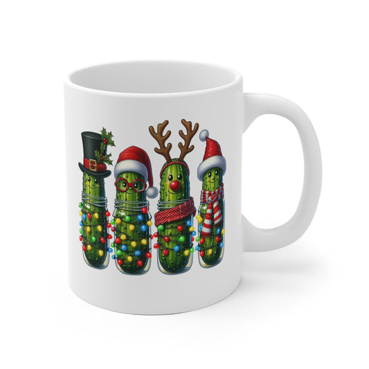 Festive Pickle Mug - Christmas Humor Gift, Holiday Drinkware, Cute Kitchen Decor, Funny Gift for Her, Seasonal Coffee Cup