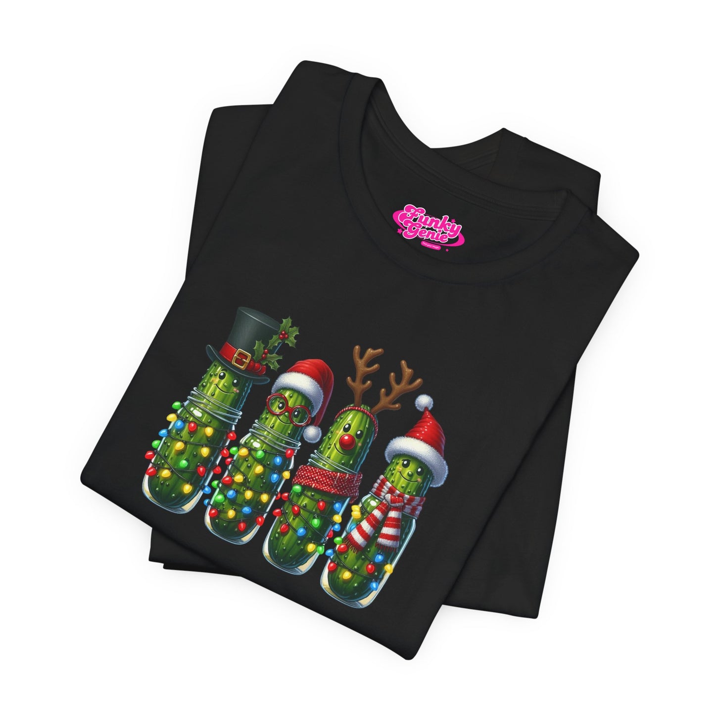 Festive Pickle T-Shirt, Fun Holiday Tee, Great for Christmas Parties, Unique Gift for Food Lovers, Quirky Holiday Apparel