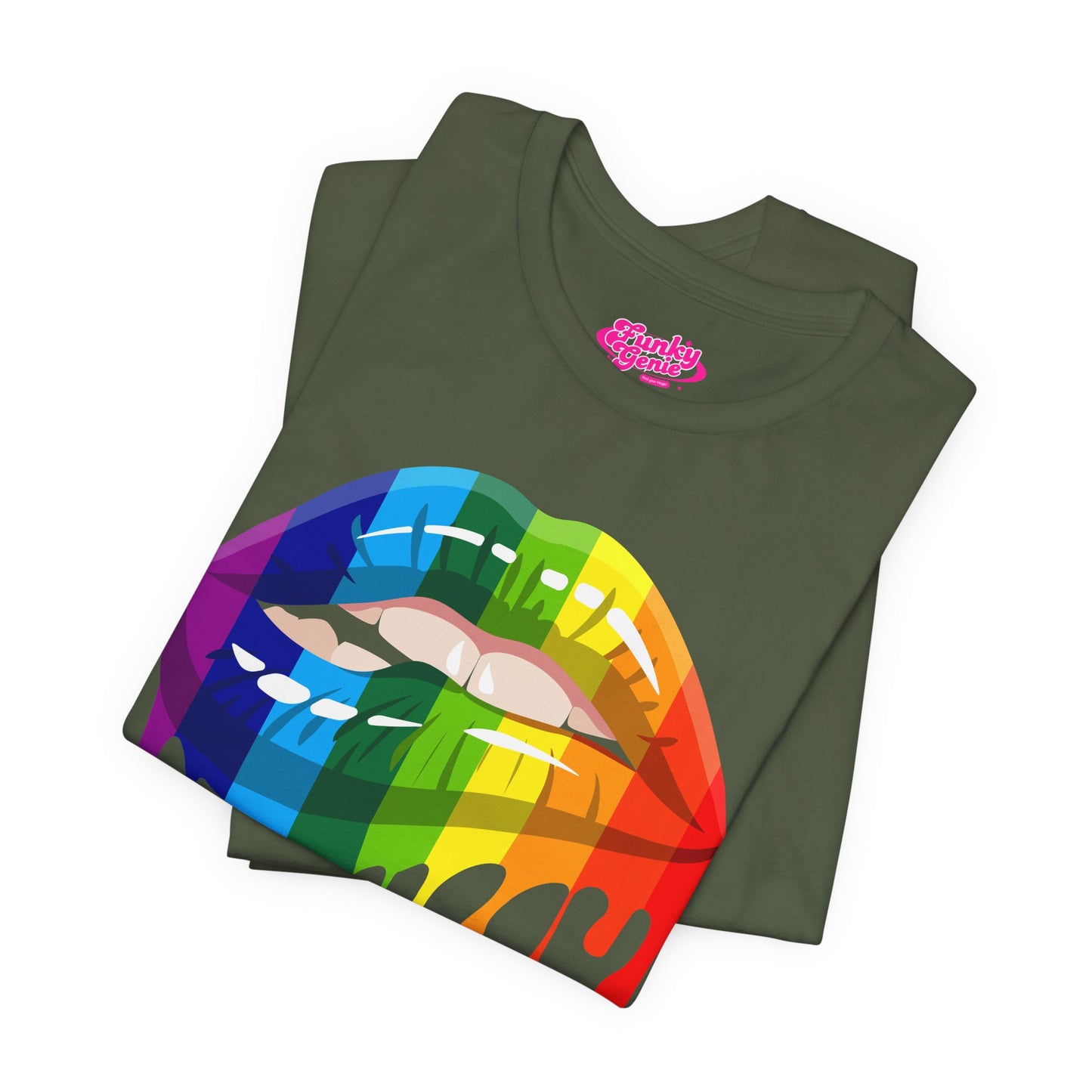 Rainbow Drip Kiss Tee, Pride Shirt, LGBTQ+ Apparel, Unisex Graphic Tee, Casual Wear