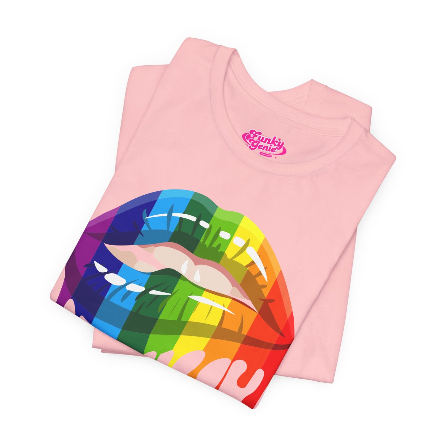 Rainbow Drip Kiss Tee, Pride Shirt, LGBTQ+ Apparel, Unisex Graphic Tee, Casual Wear