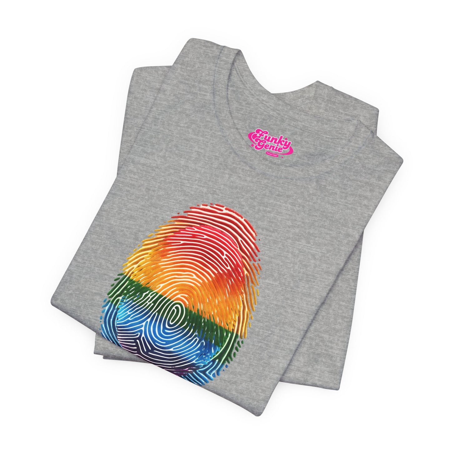 Pride Rainbow Finger Print Tee | Unisex Short Sleeve T-Shirt for LGBTQ+ Celebrations, Summer Vibes, Gift, Casual Wear