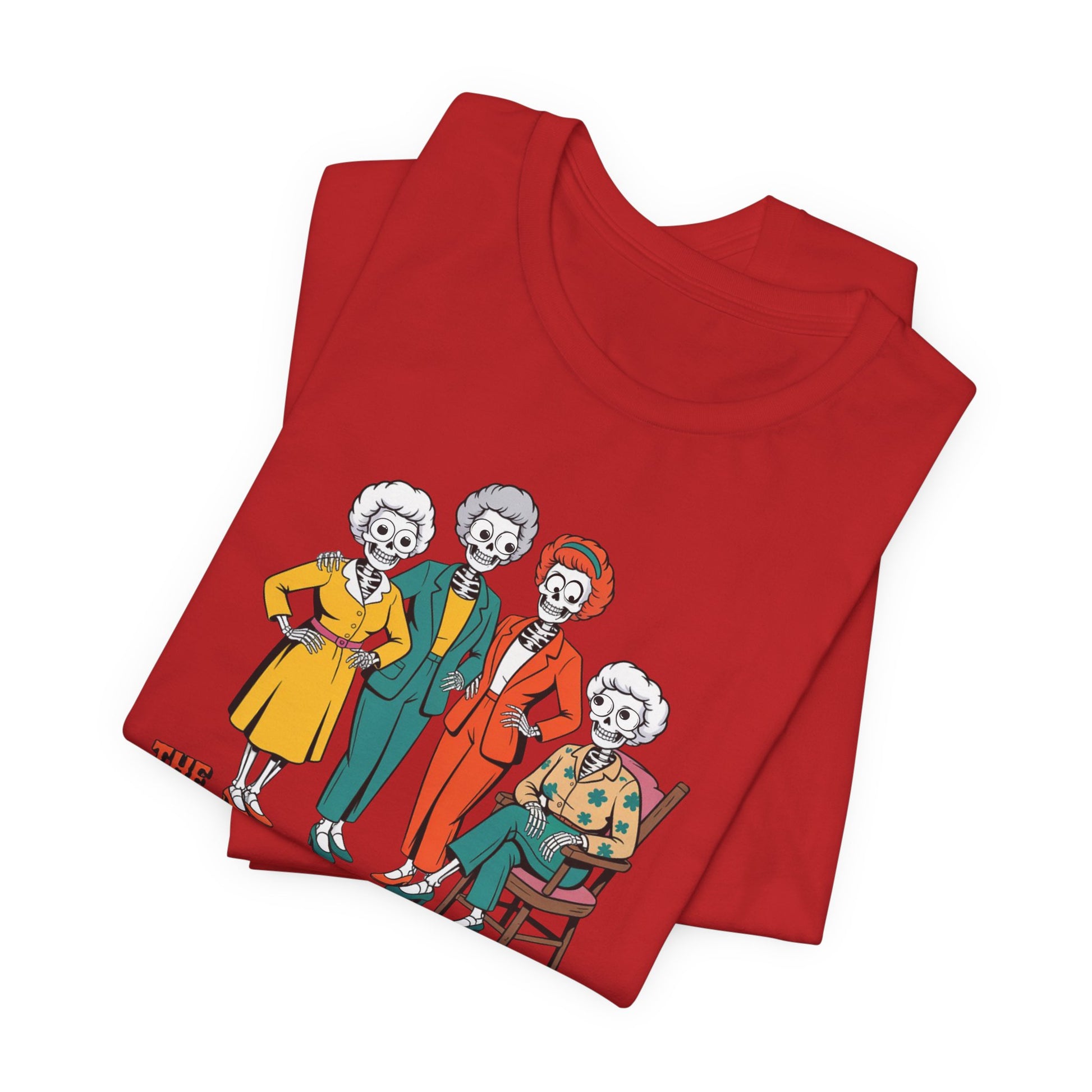 Red t-shirt with cartoon characters on a white background   Golden Girls, 80s TV, Halloween Tees